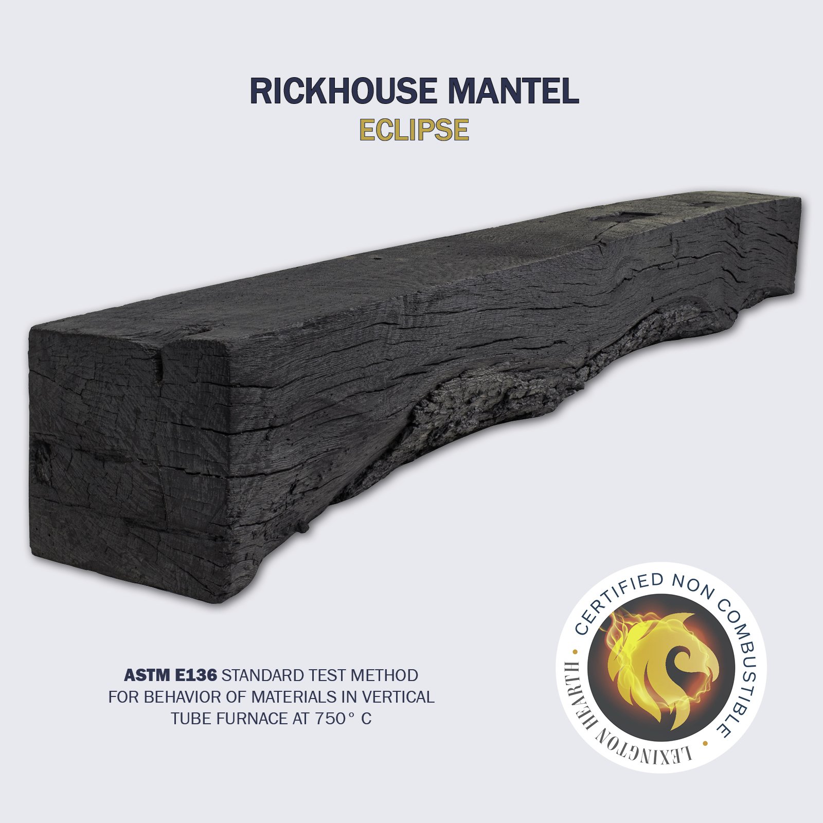 The rickhouse barnwood mantel is noncombustible and easy to install Shown in Eclipse Black