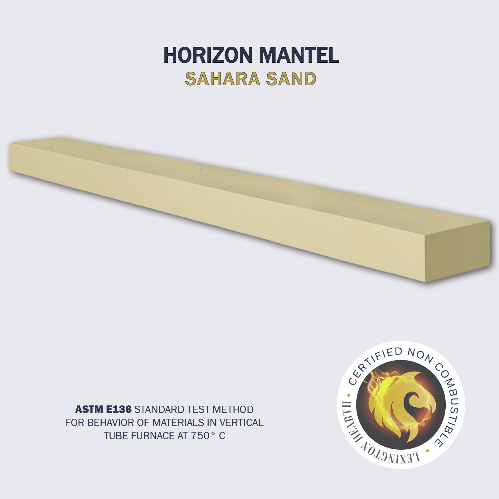 The Horizon contemporary concrete beam mantel is simple and elegant Shown in Sahara Sand