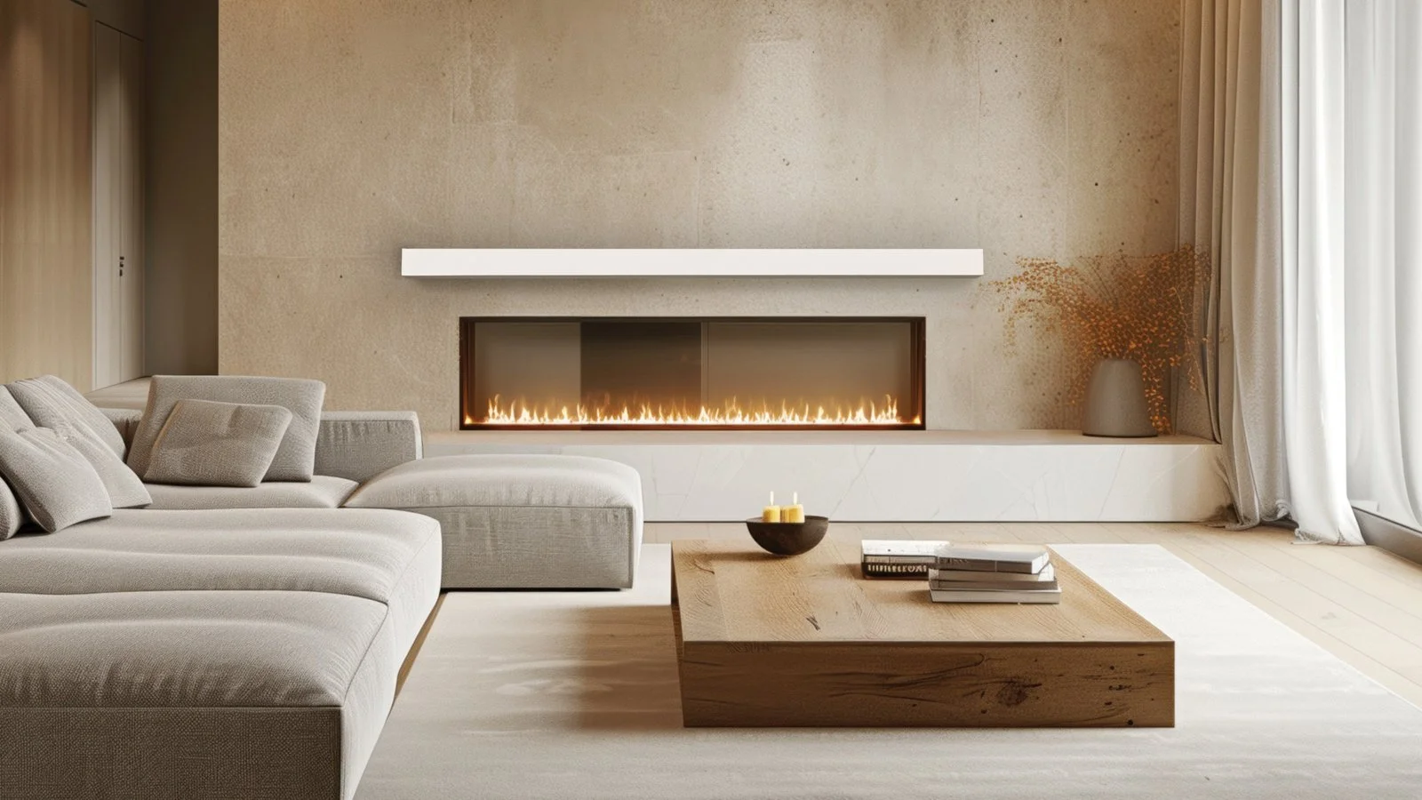 Horizon Wood Fireplace Mantel in Luna