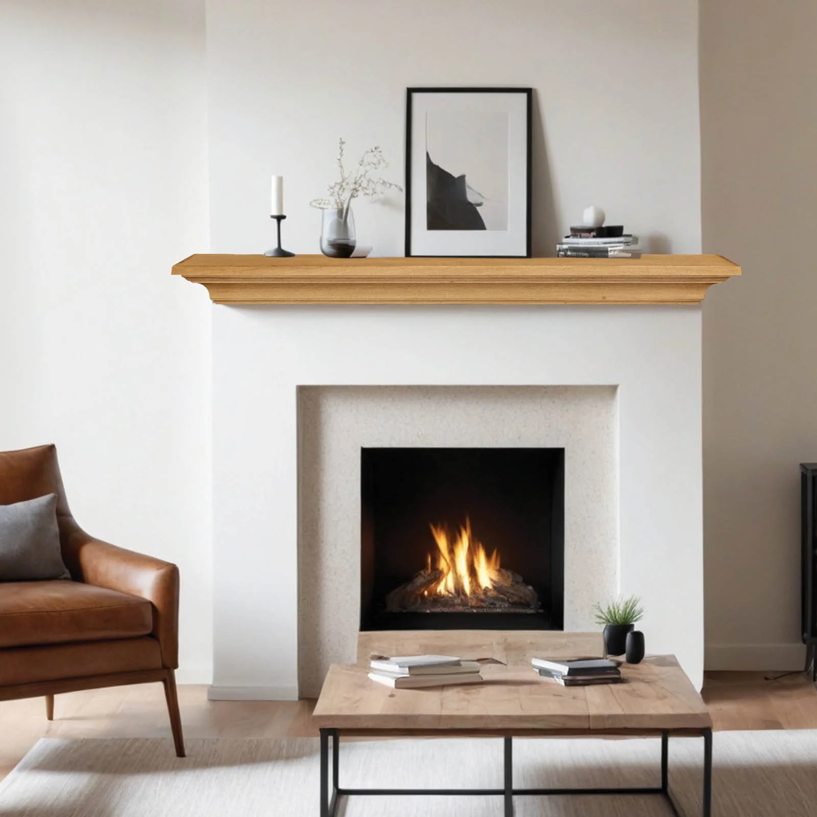 Kenton Wood Fireplace Mantel in Honey Oak