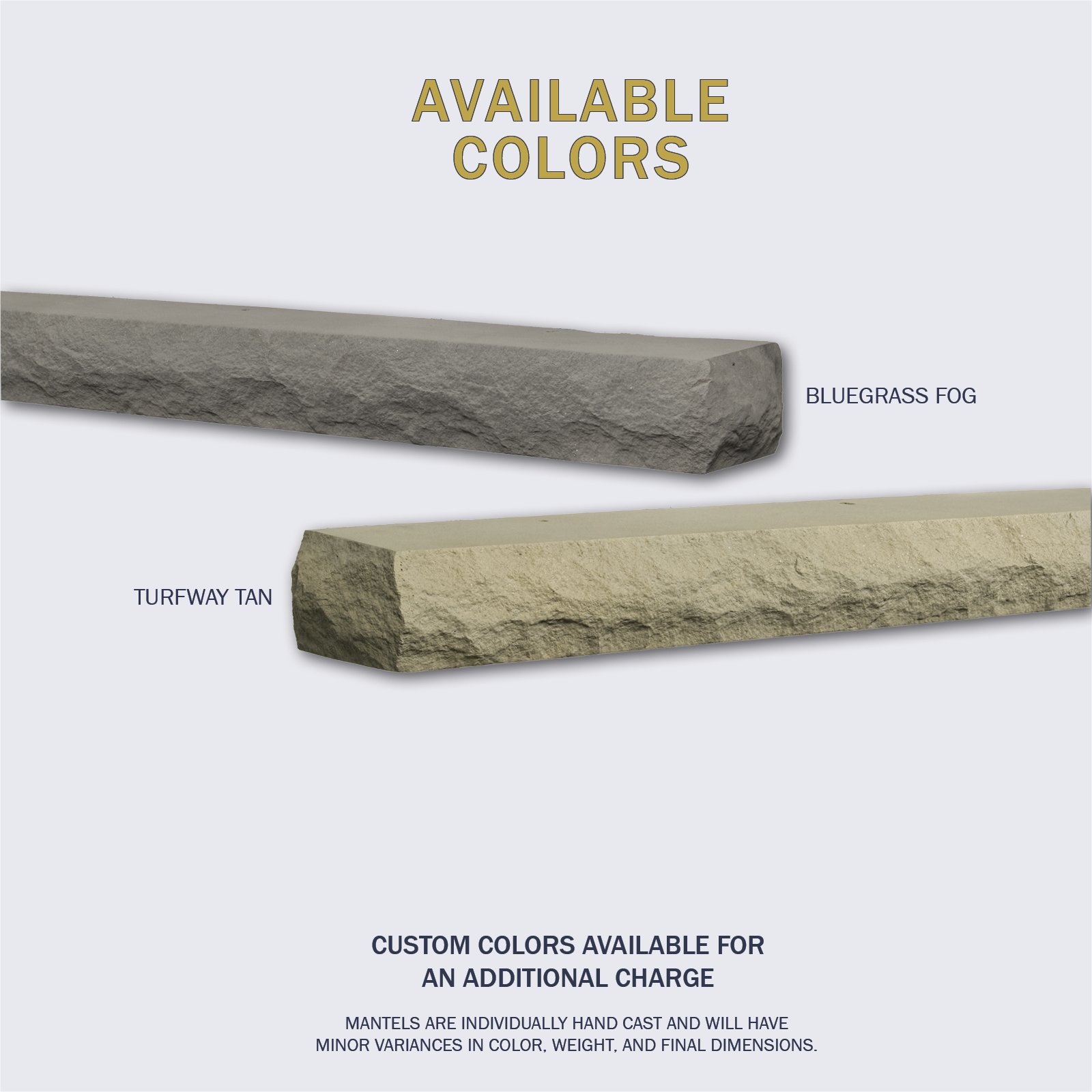 Available in 2 colors our Rockface rustic mantel is perfect in any room