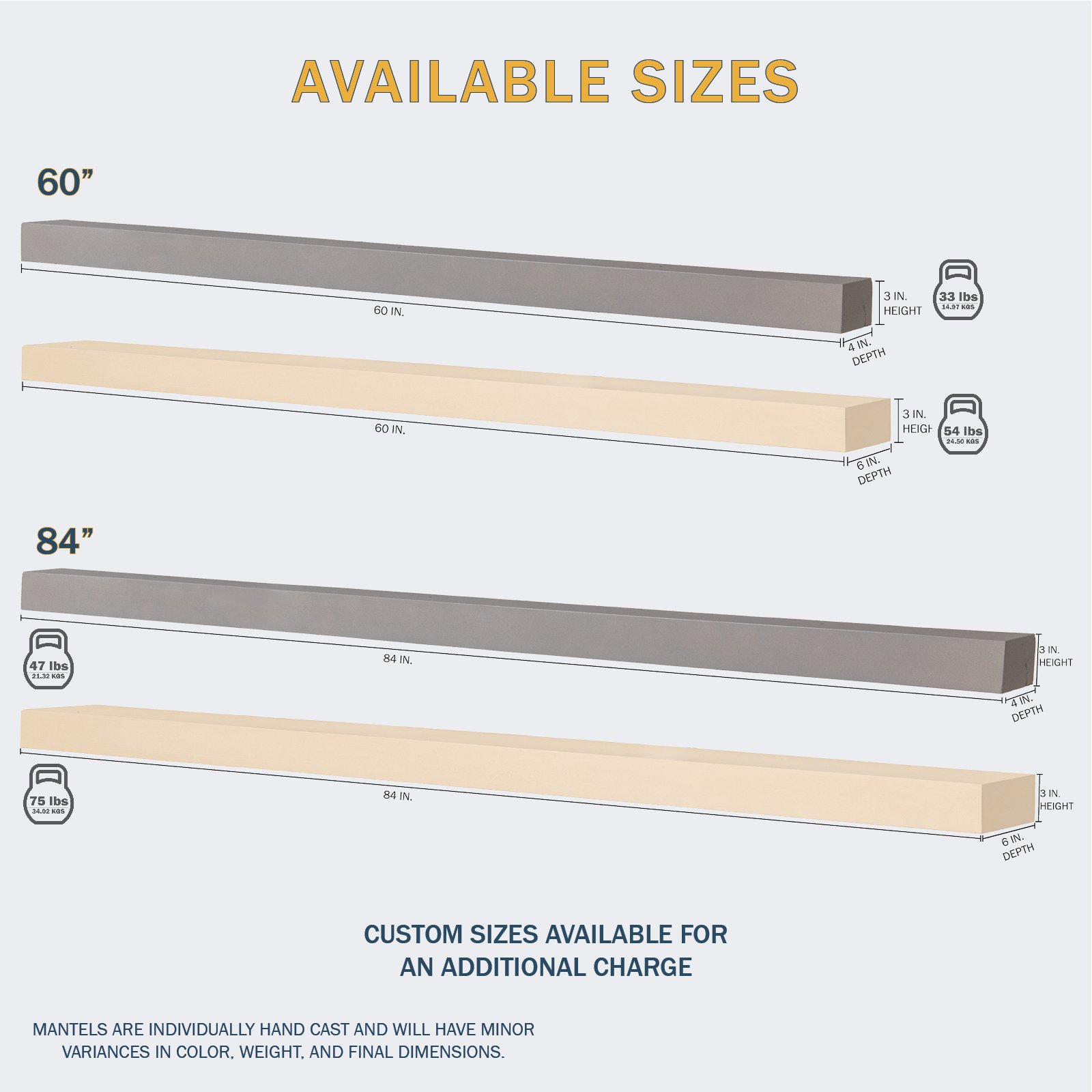 The Horizon contemporary concrete beam mantel is simple and elegant. Easy to install with no spec ial tools or skills.