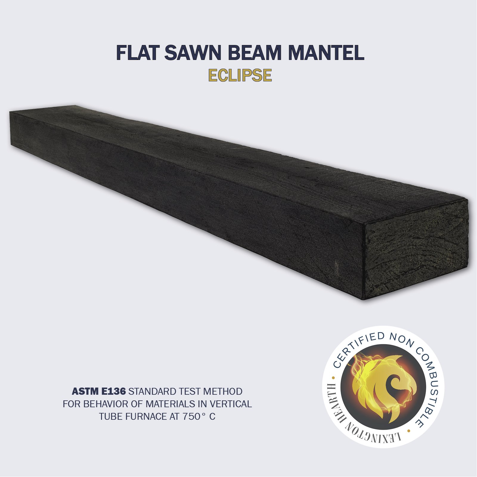 The Flat Sawn Rustic Beam Mantel. Shown in Eclipse Black