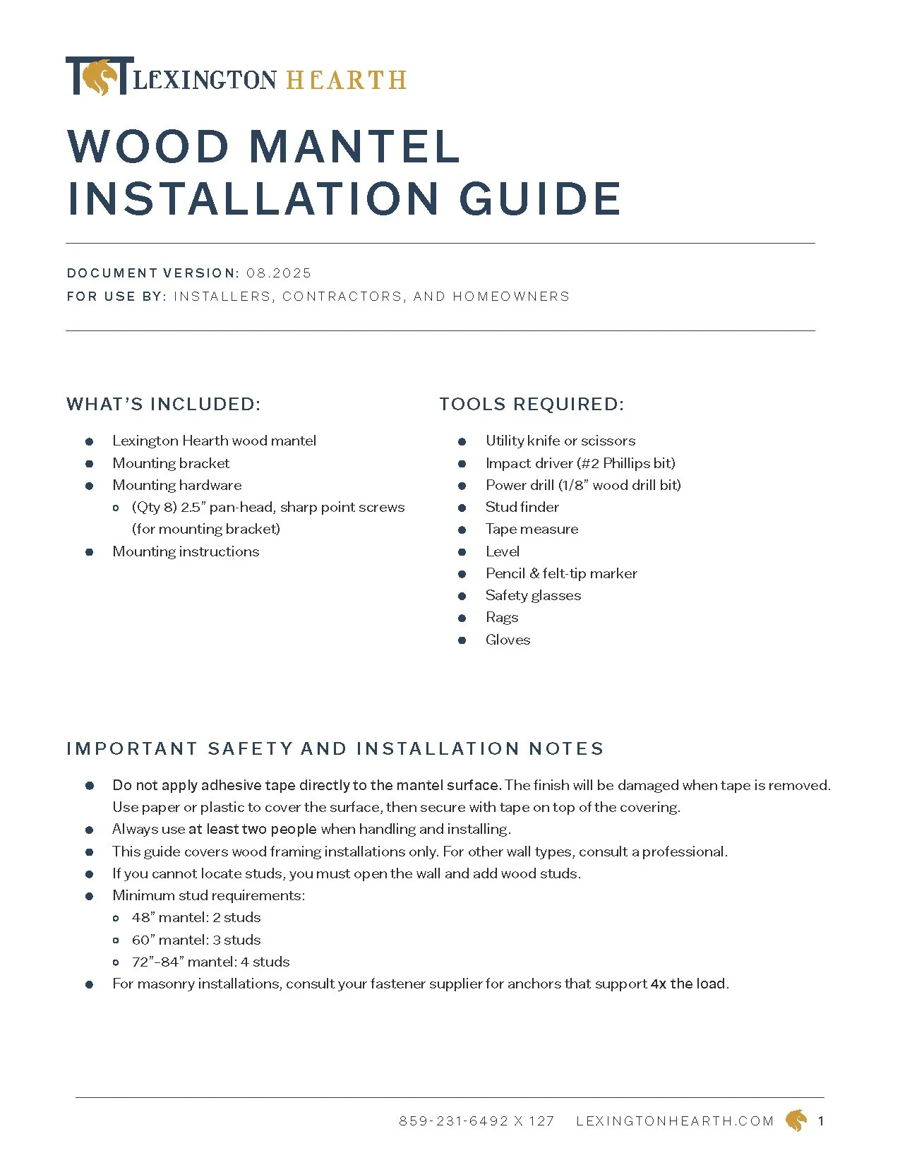 LXH Wood Mantel Install Guide