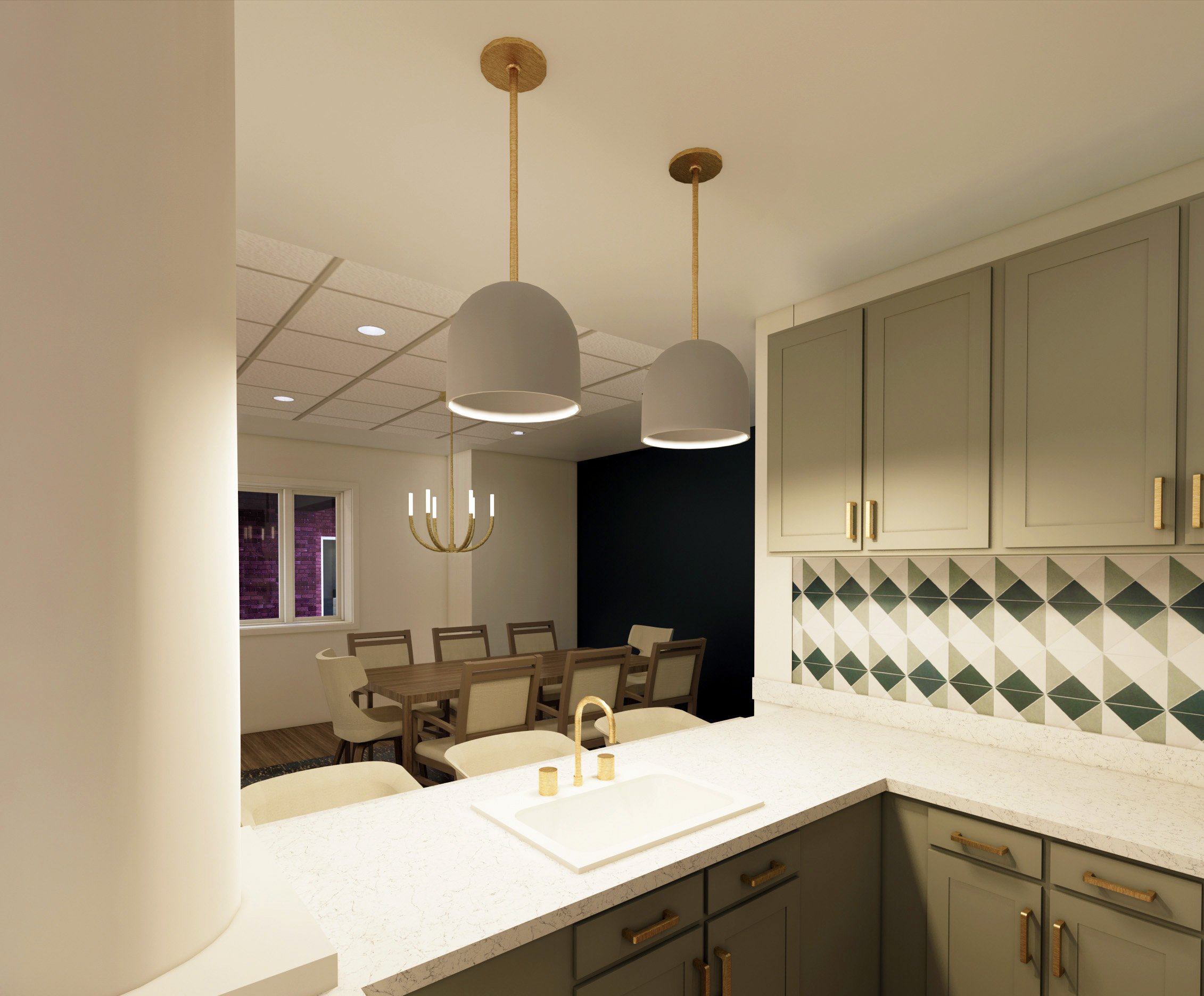 assisted living community kitchen.