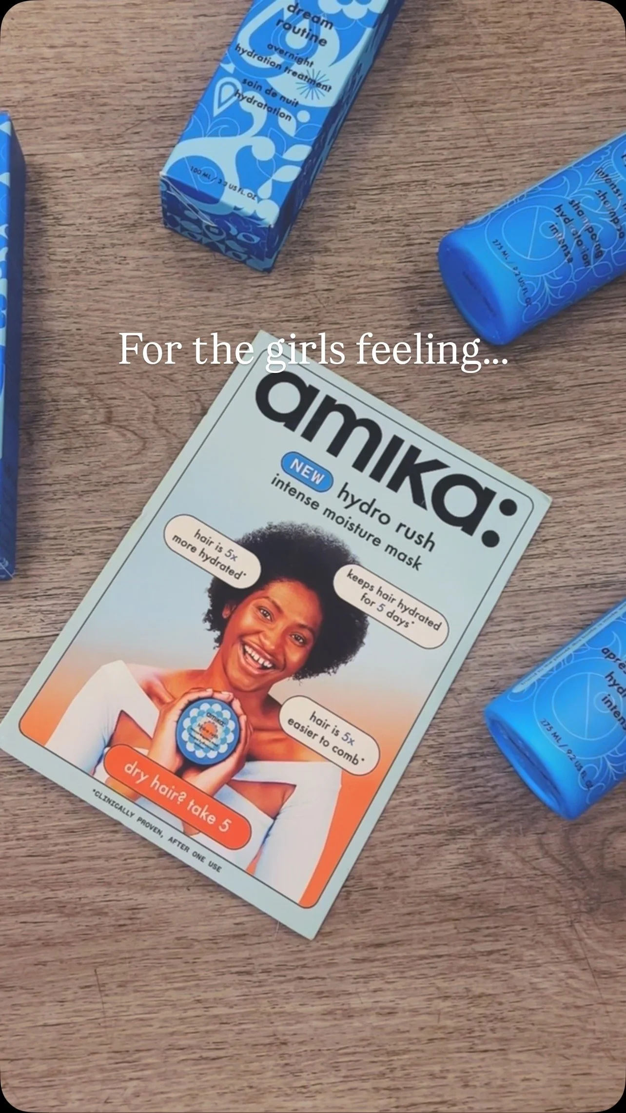 We’ve got your back,
Thirsty hair? Meet your hydration dream team! 💦✨
The Amika Hydro Rush lineup—
Shampoo, Conditioner, Dream Routine, and Water Oil—drenches your strands in 3x more hydration for soft, healthy, happy hair. Wh