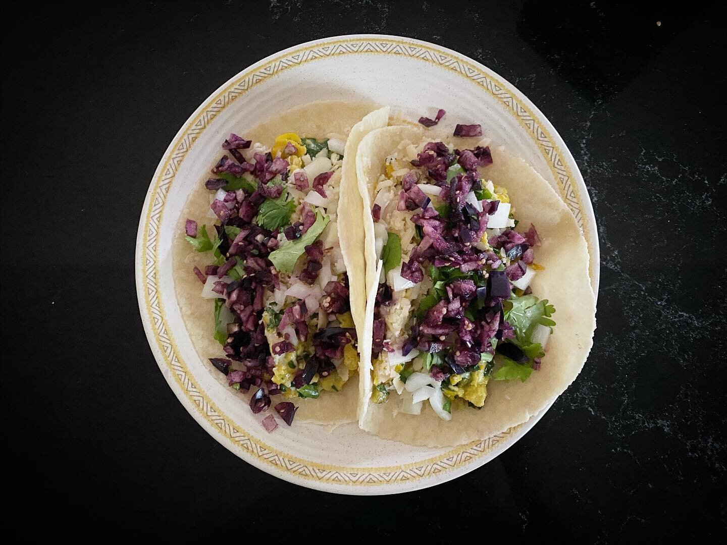 Breakfast tacos filled with things we grew literally in our backyard. Eggs from our hens, with turnip greens, onions, garlic, and purple tomatillos - all from our garden.

Dang, that&rsquo;s a good feeling. I think I&rsquo;m going to chase that high 