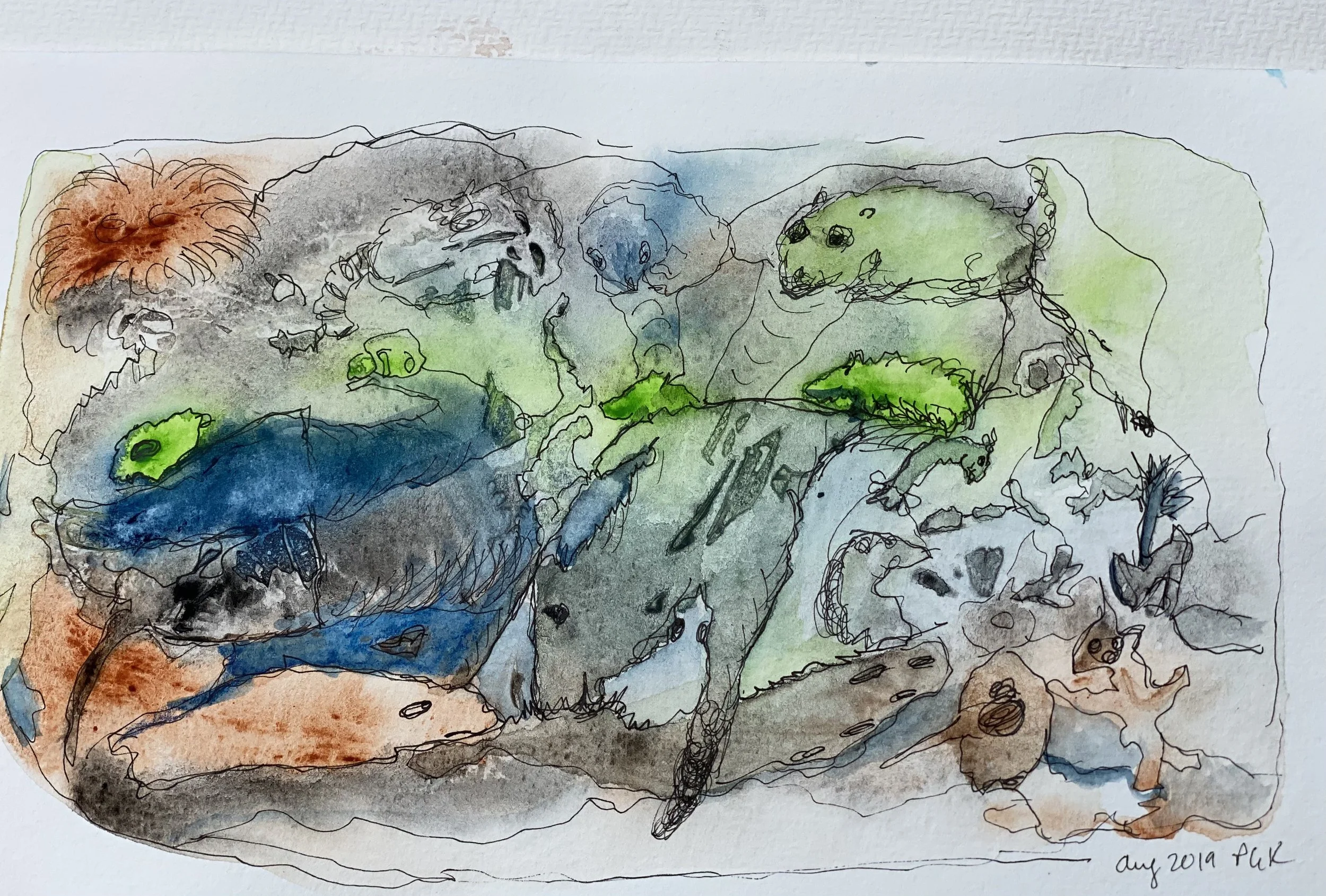 Leaving the sea watercolor 2019