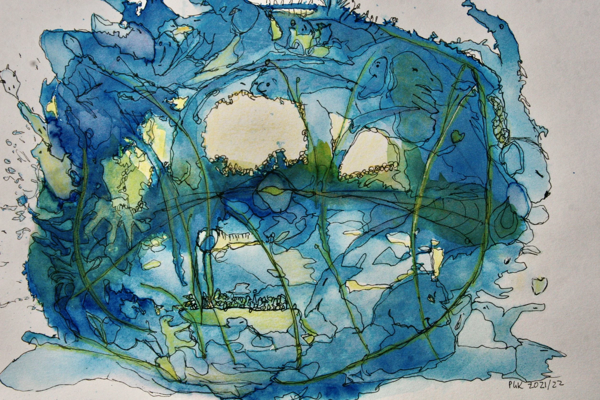Waterworld  Watercolor and ink, 2022