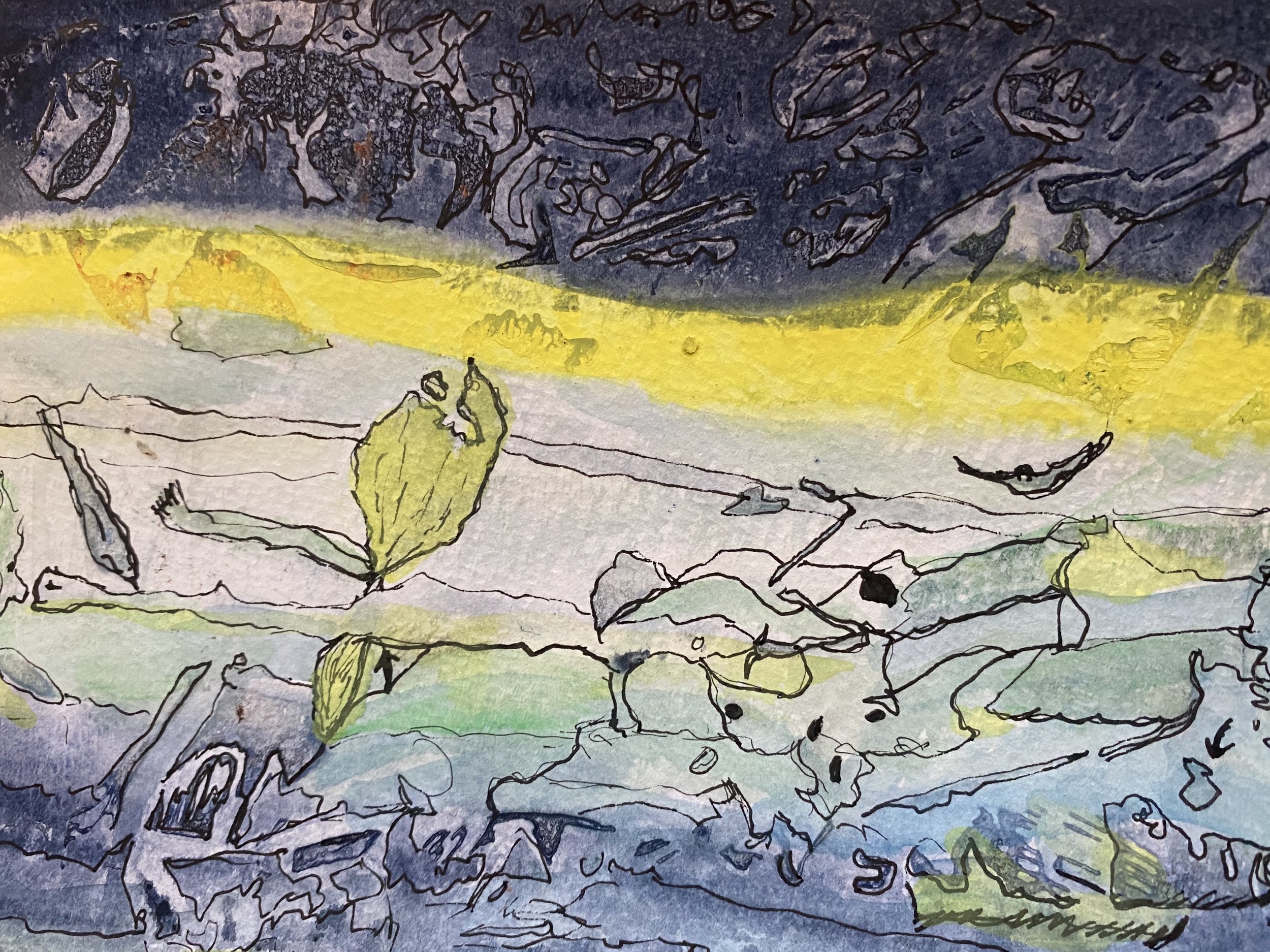 Undersea formation  Watercolor and ink 2023