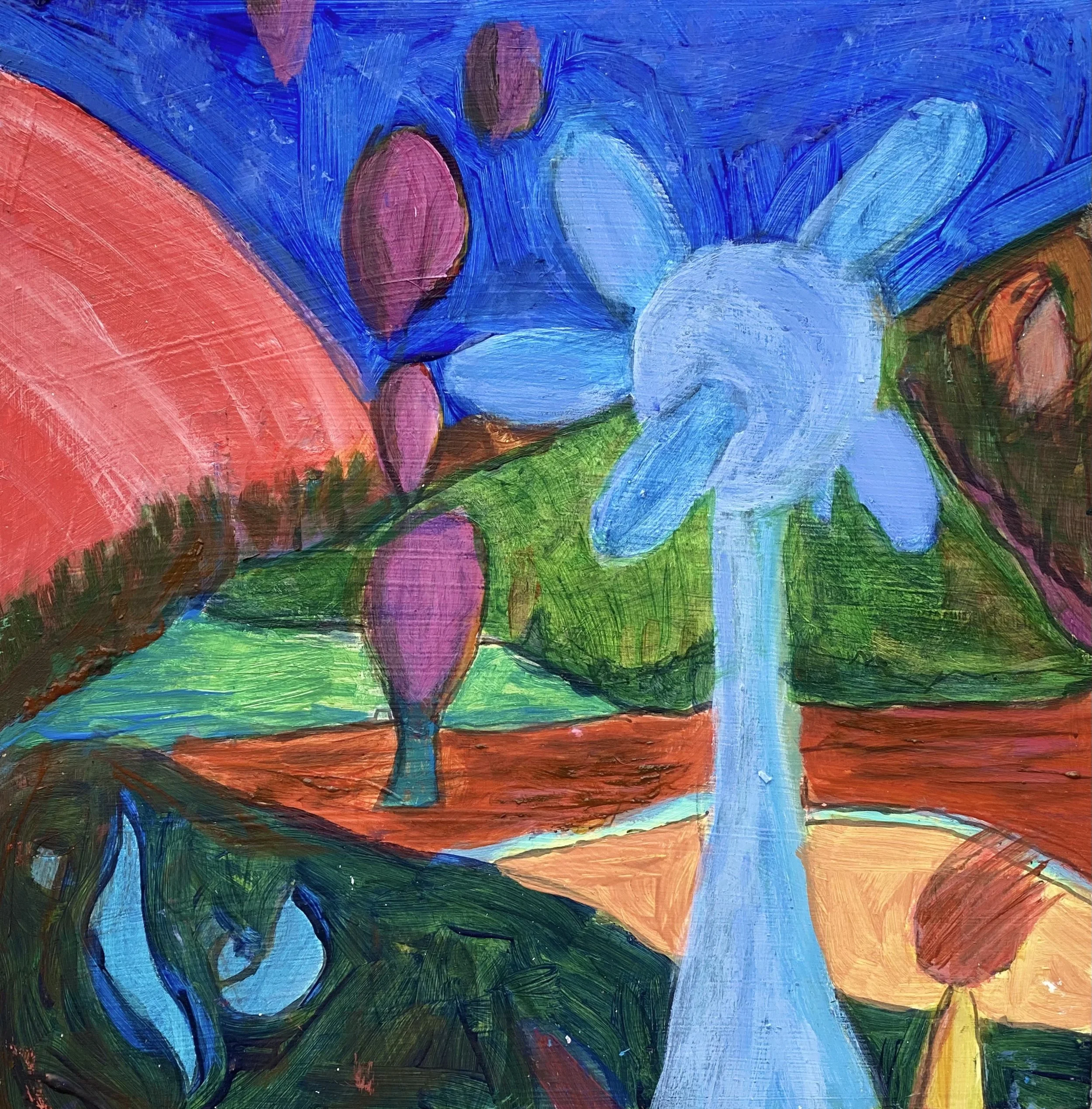 Birth Acrylic on plastic tile 20x20cm 2024
