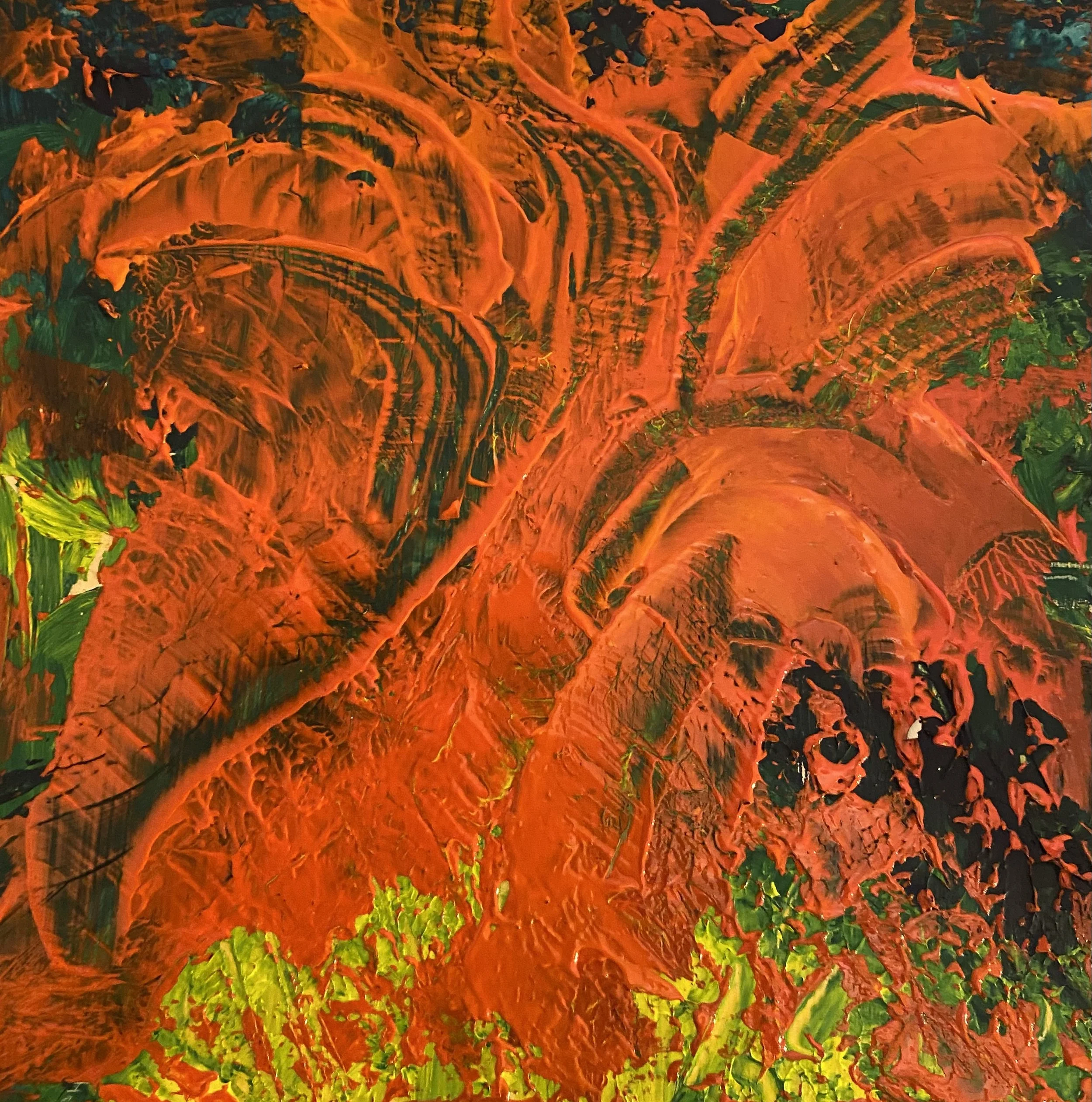 Cabbage flame  Acrylic on plastic tile panel, 20x20 cm 2023
