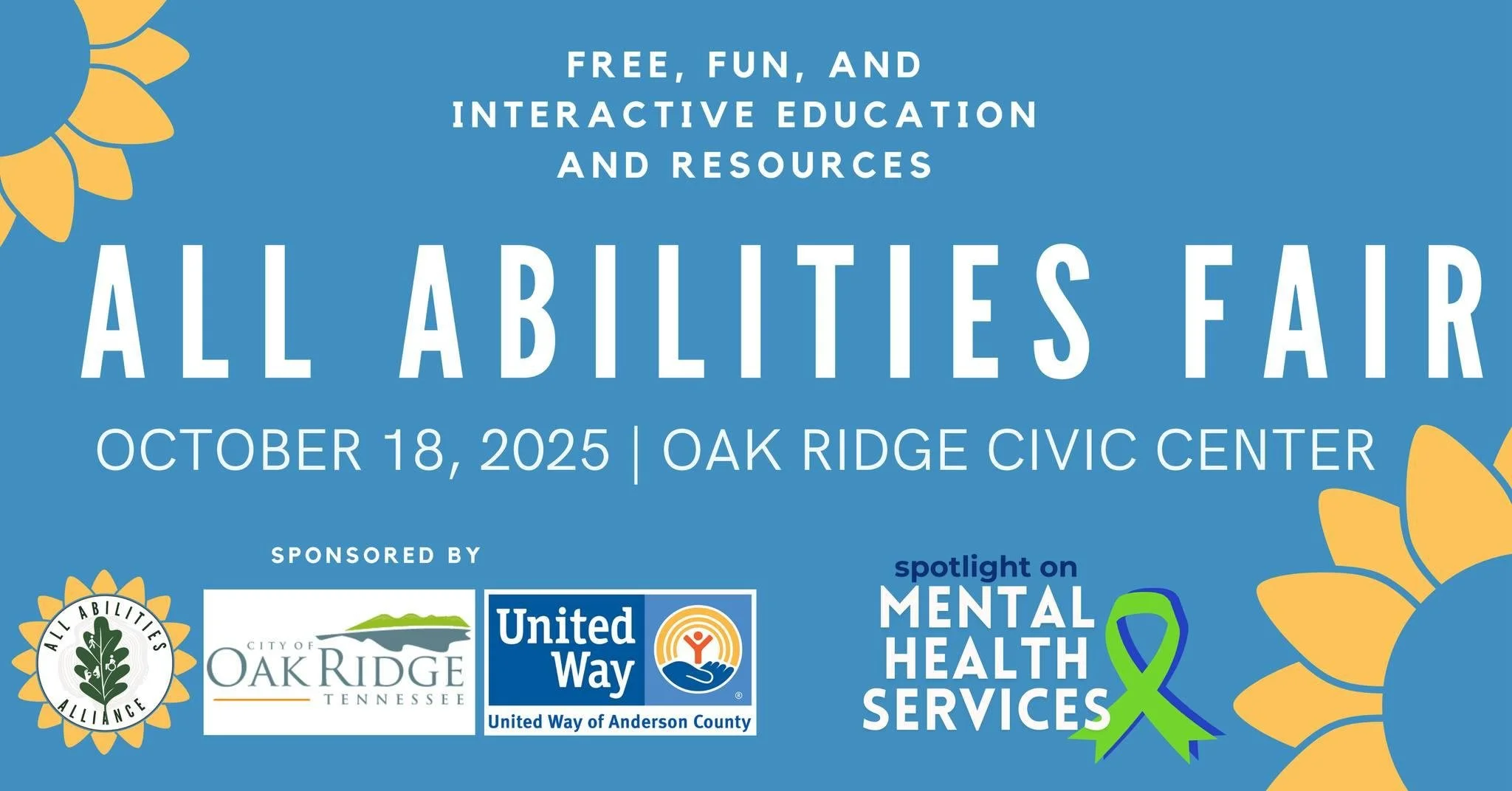 The Oak Ridge All Abilities Fair will take place tomorrow, Saturday, October 18th, from 10:00 AM to 2:00 PM. The event will take place at the Oak Ridge Civic Center.
 
Over 40 organizations will have representatives and resources in attendance. Adroi