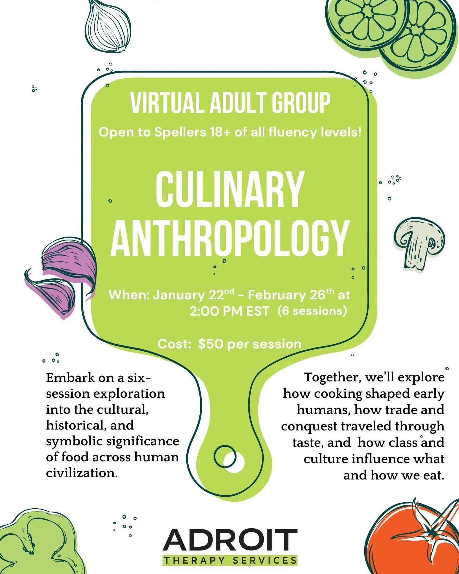 NEW Virtual Groups at Adroit! 📣✨🌐

We are excited to expand our group offerings in 2026, including the launch of virtual spelling groups! 

Each group is open to spellers of all fluency levels! Please note that all spellers must have a Communicatio