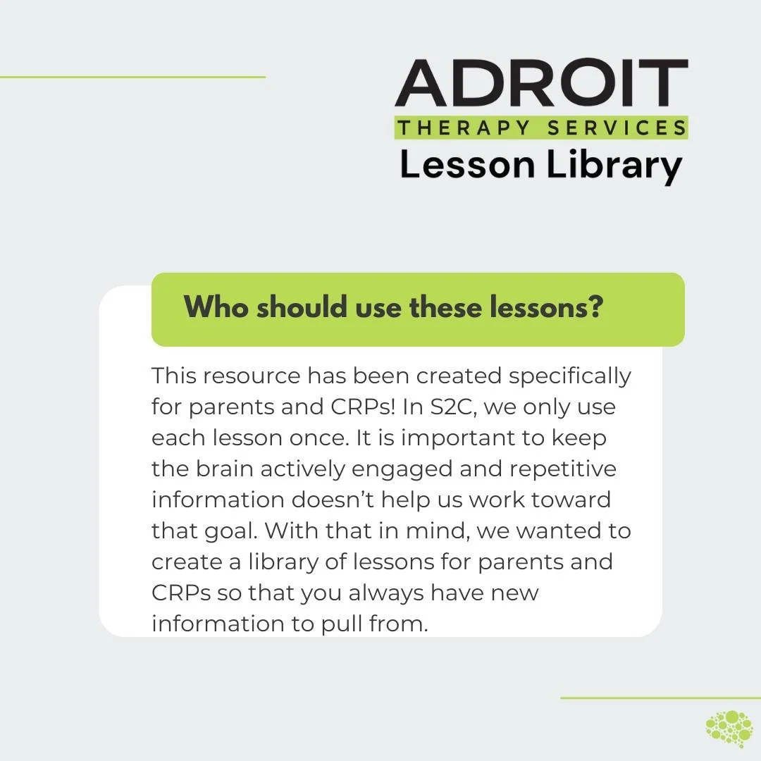 ❗️Lesson Library FAQ❗️

Who should use these lessons?

This resource has been created specifically for parents and CRPs. In Spelling to Communicate, we only use each lesson once. It is important to keep the brain actively engaged, and repetitive info