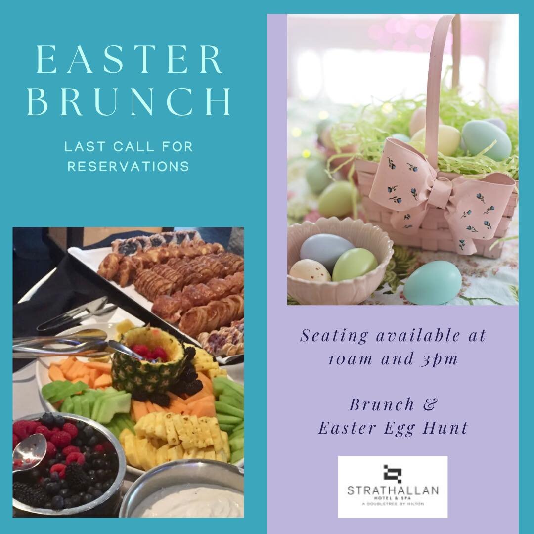 Still unsure of your Easter meal plans? LAST CALL for Easter Brunch reservations - reserve your seats  before 10am Wednesday morning. 

We still have seating available at 10am and 3pm.  Embrace the opportunity to sit and enjoy a meal with your family