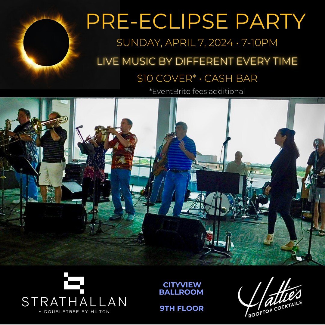 Let's pack the house on Sunday night with live music from Different Every Time from 7-10pm for our Pre-Eclipse Party. Get your tickets on EventBrite or at the door. Only $10 cover.* 

And of course, we are hosting an eclipse viewing party on Monday, 