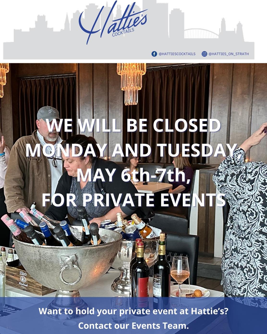 We will be closed Monday-Tuesday, May 6-7th, for private events. Please join us in Char for dinner and drinks.
.
.
.
#roc #rochesterny #rooftopbar