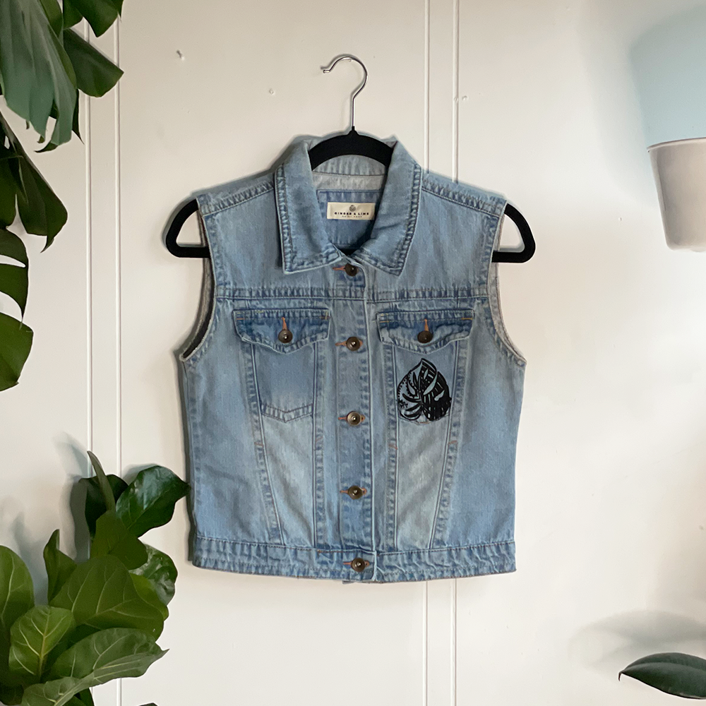 Monstera Denim Vest
