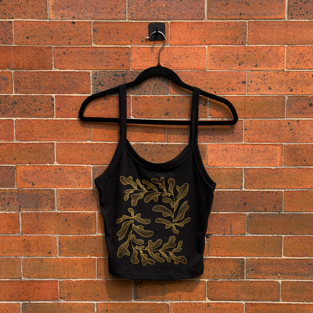 Strange Leaves Tank - Black + Gold