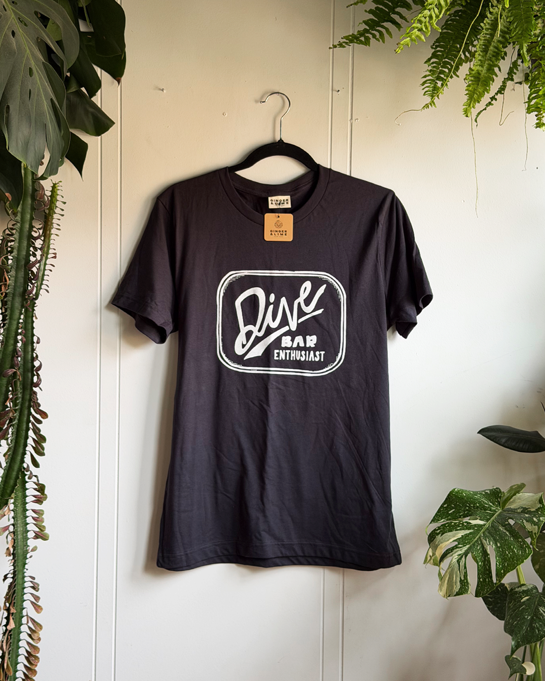 Dive Bar Enthusiast Tee - Dark Gray & White