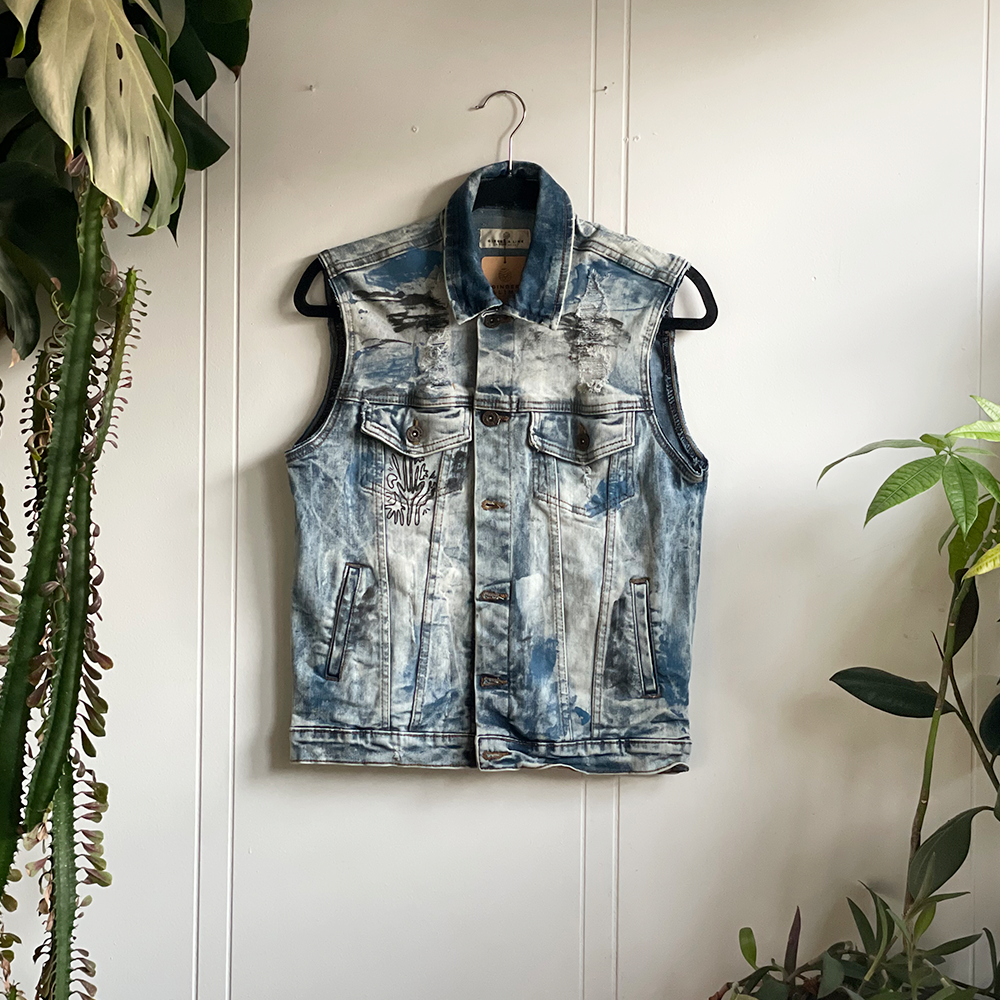 Coralish 2 Color Grunge Denim Vest