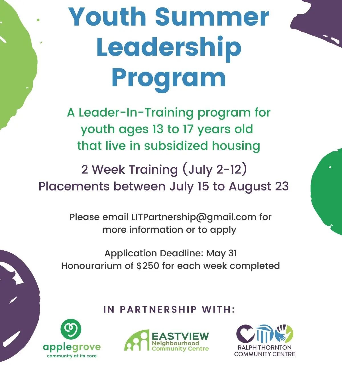 Spread the word to youth in your community about this exciting summer opportunity! 💚