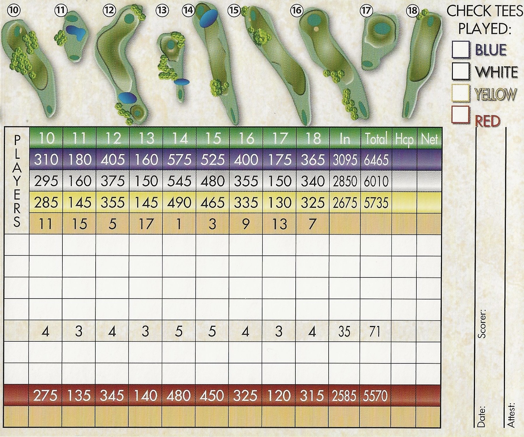 Scorecard — Edgewood Golf Course