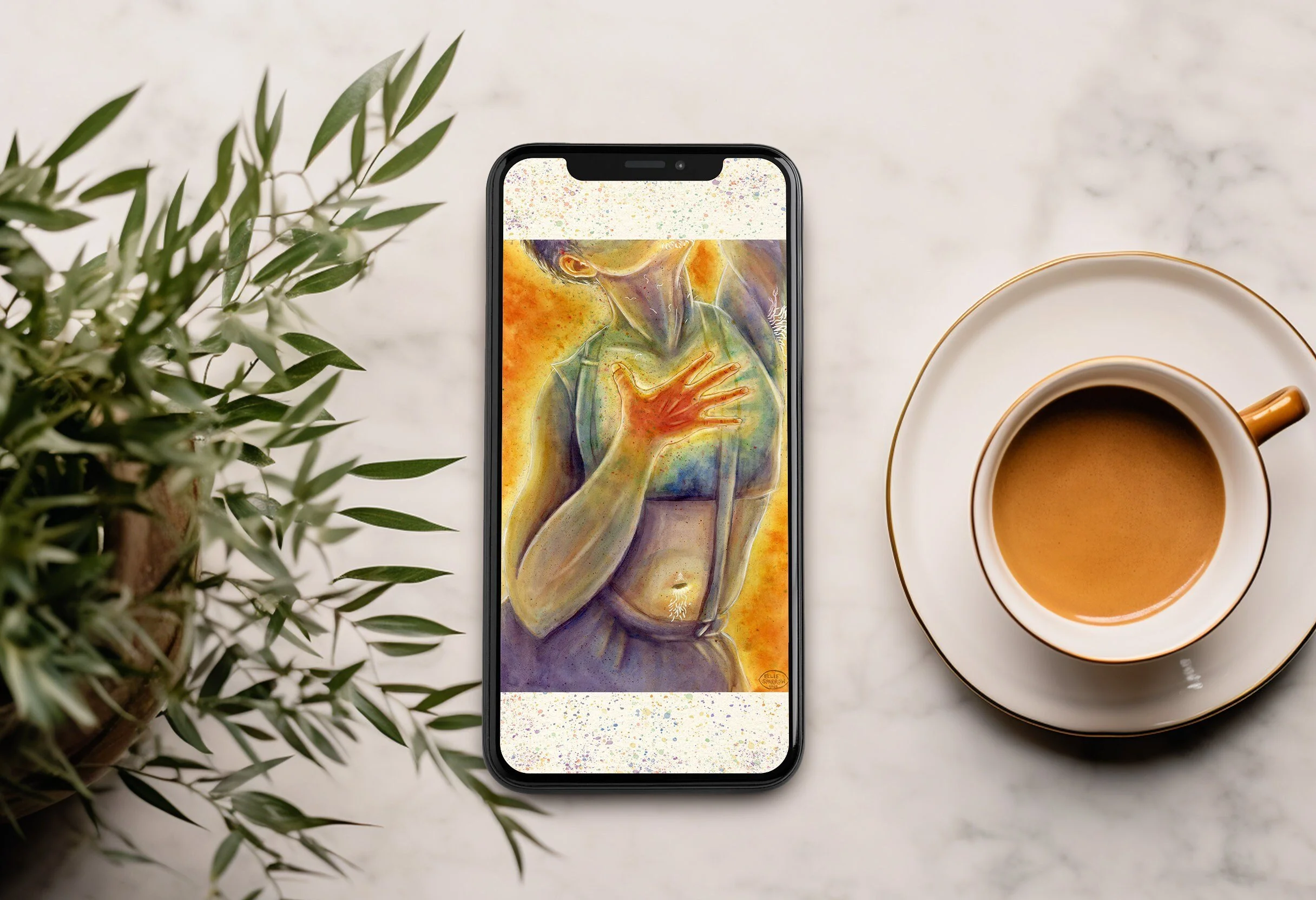 Pride original art phone background - Queer art phone wallpaper - Pride watercolour art - Pride themed art - LGBTQ+ Art - Queer joy art