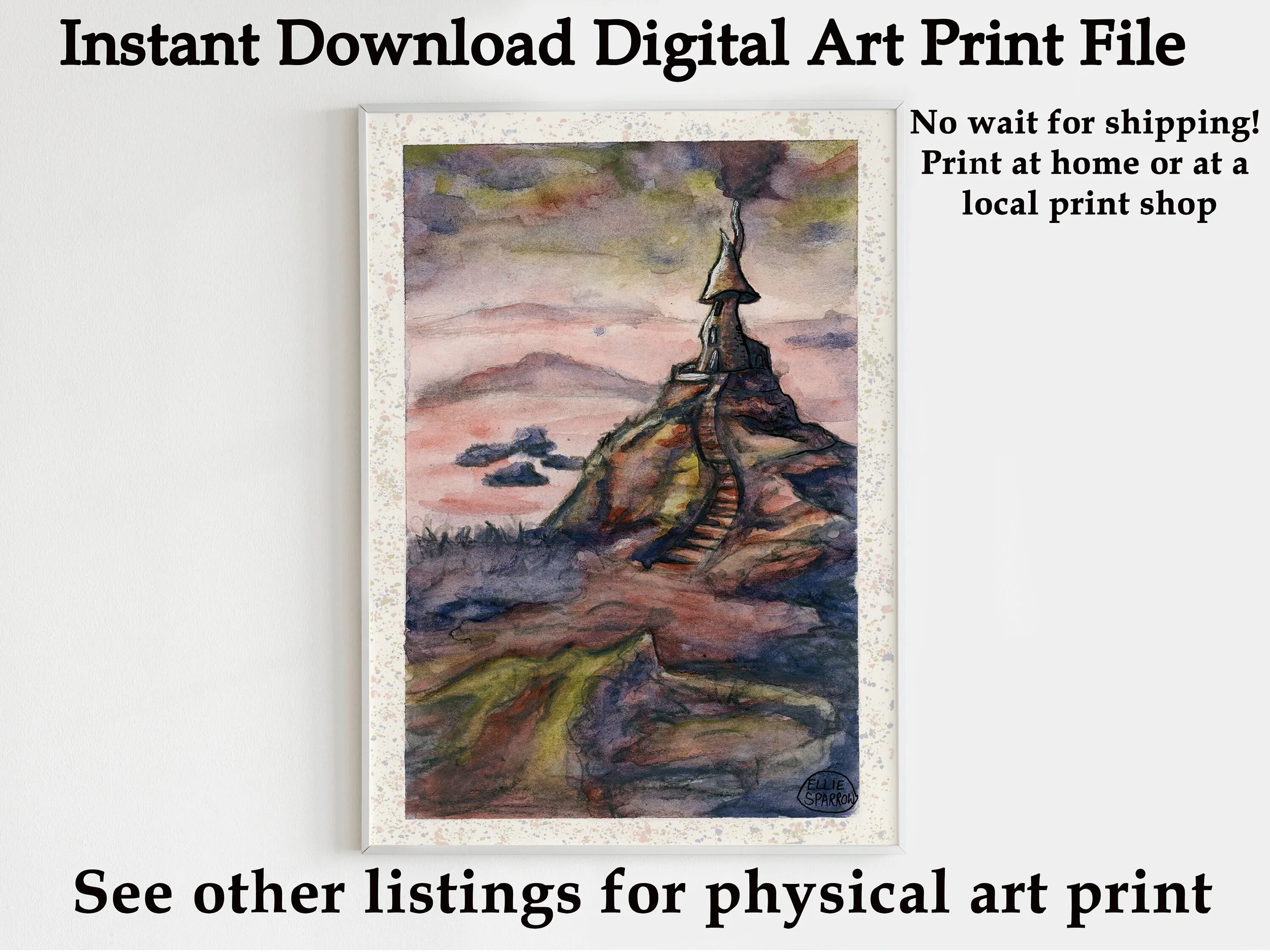 Cosy Print at Home Art - Magical Scene Printable Art - Downloadable Fantasy Art Print - Dreamy landscape art - Gift for Fantasy Art Nerd