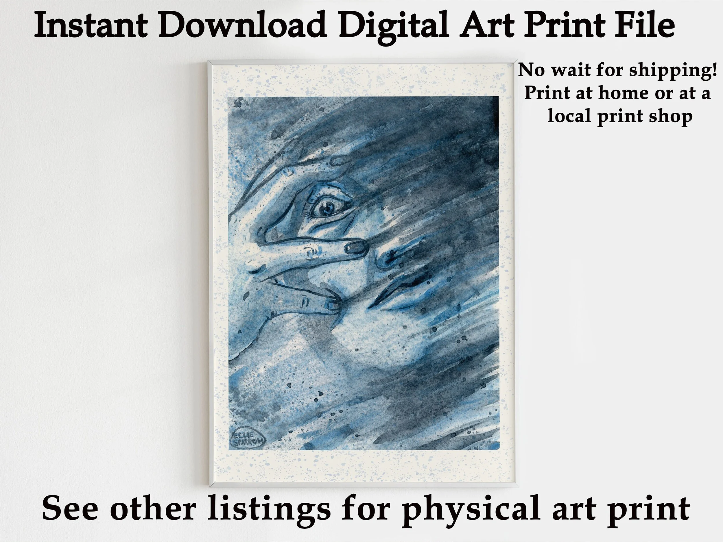 Dark Surreal Print at Home Art -Instant Downloadable Art - Surreal Art Download - Watercolour emotional art - Emotional Art Download