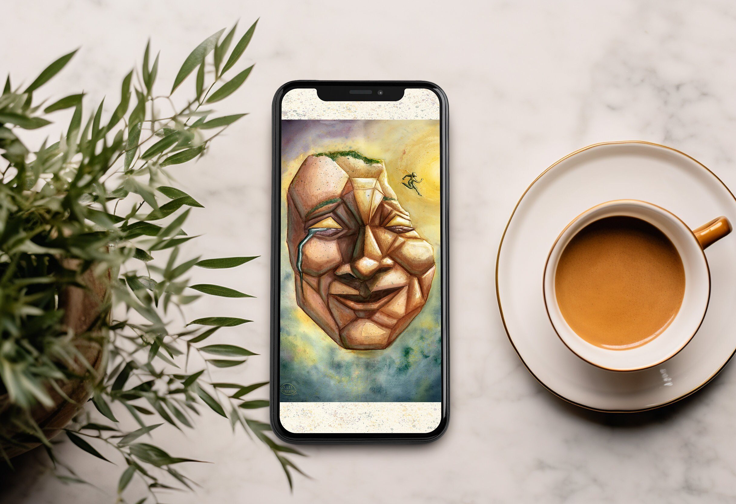 Painting phone background - Meaningful Phone Art - Encouraging Artwork - Symbolic Art - Surreal Art Phone background -  Emotive Artwork