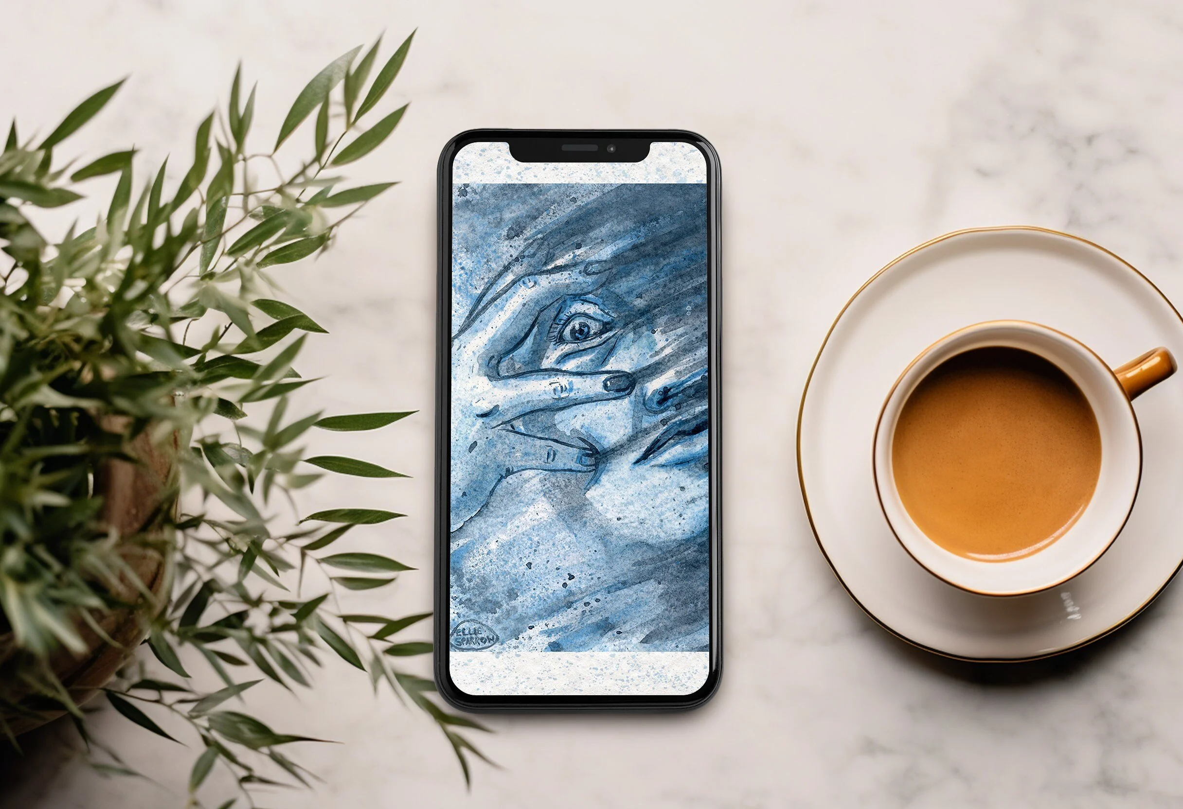 Dark Surreal Phone background - Painting phone background - Surreal Art for Phone - Watercolour emotional art - Emotional Art Download
