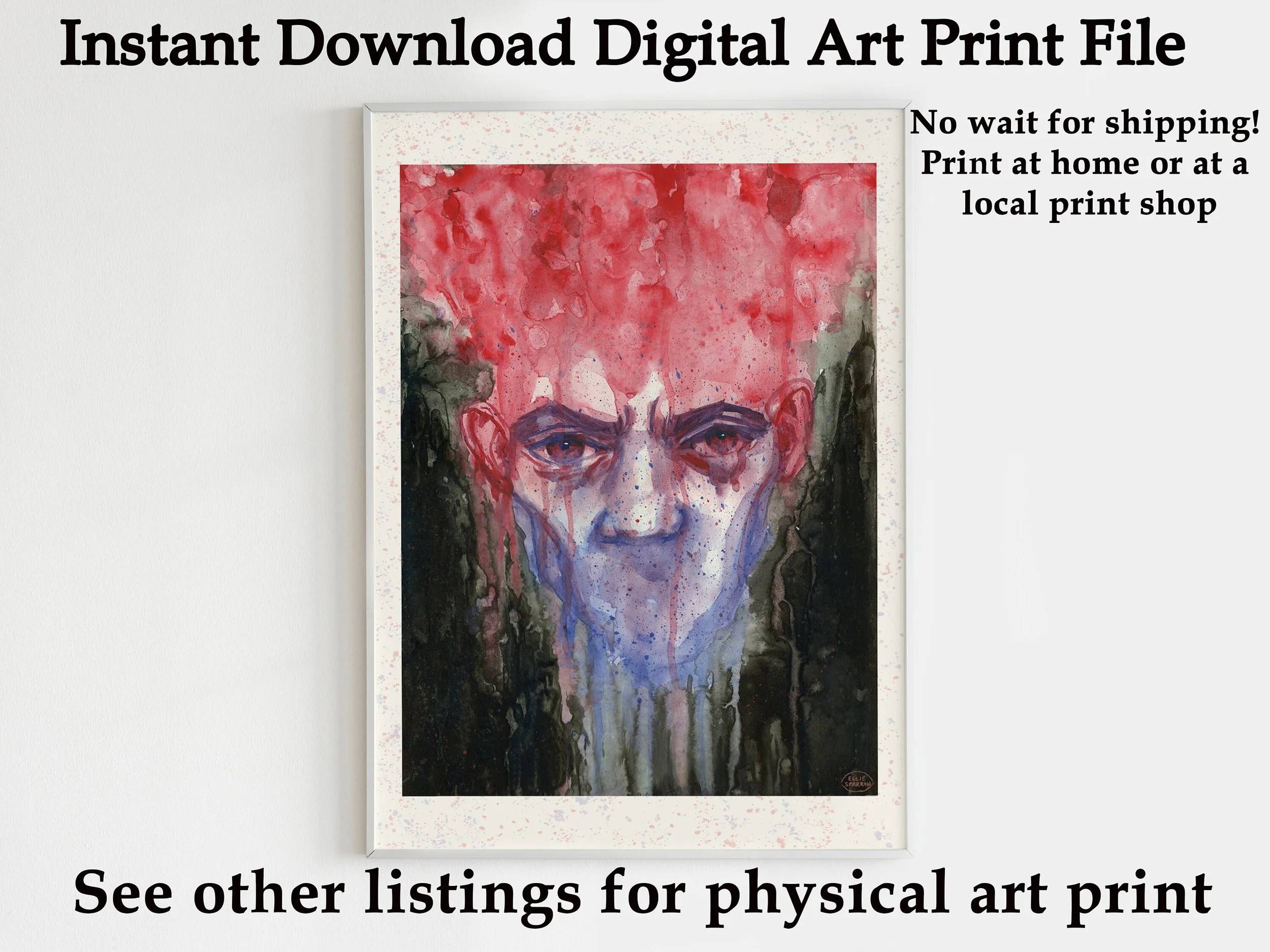 Dark Surreal Watercolour Digital Print- Surreal Art Download - Emotional artwork - Print at home art print - Dark surreal art print