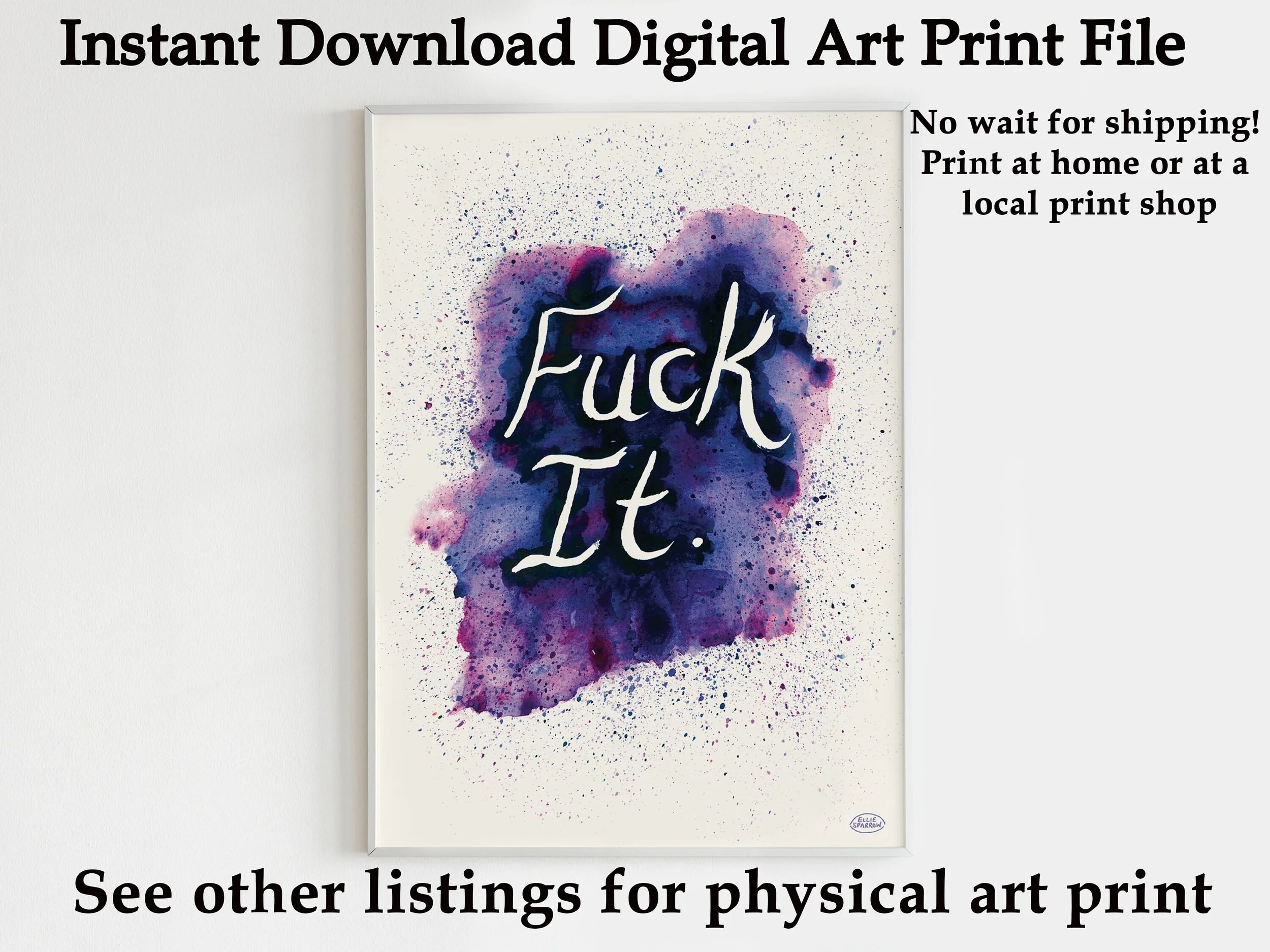 Swear Art Instant Download - Print at Home Art Print - Rude Digital print - Swear Artwork - Funny Rude Art - Rude Art Gift - Profanity Art