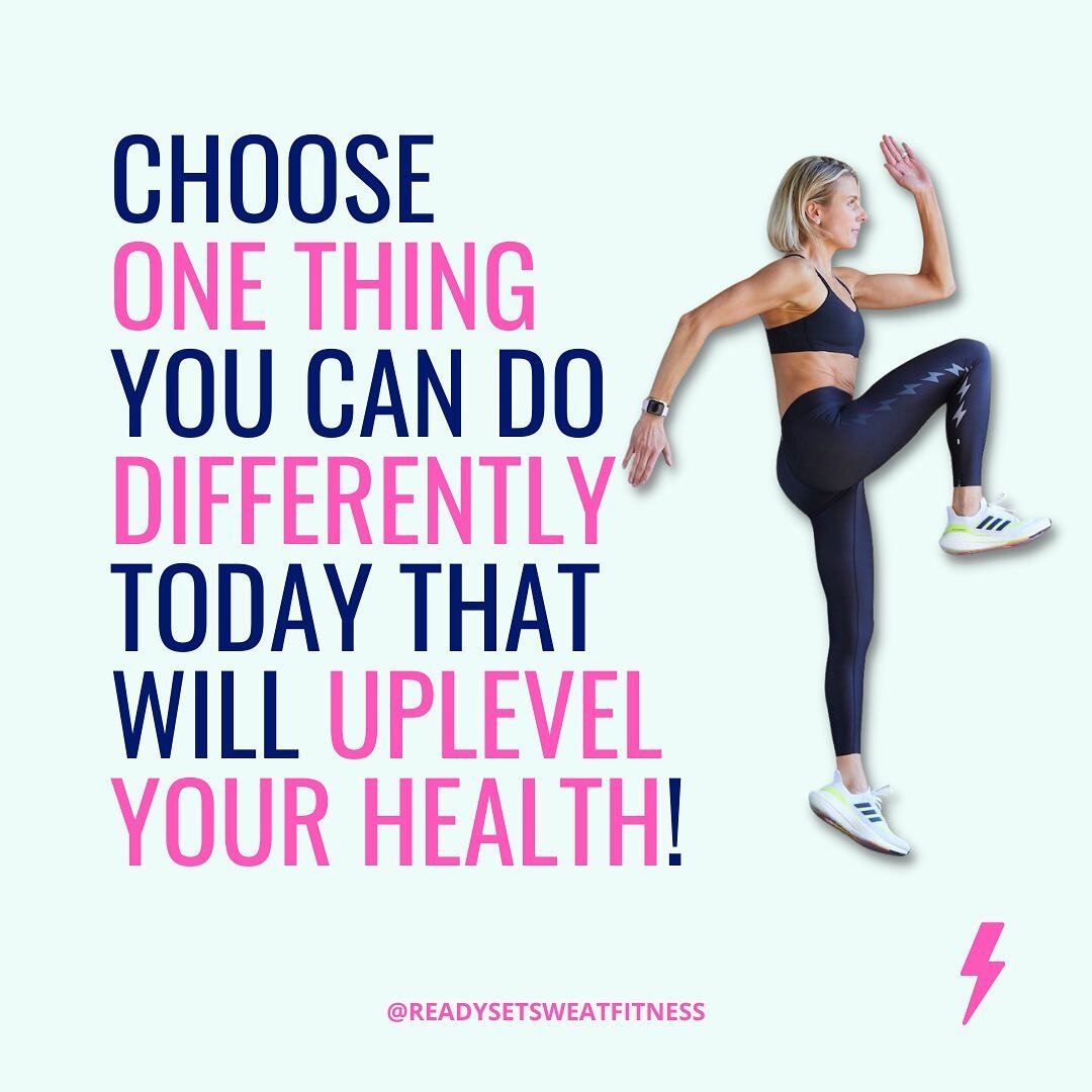 What will you choose today to uplevel your health? ⚡️⁠
⁠
All it takes is one decision in the right direction! Begin small and work your way up!⁠
⁠
Let me know in the comments what you'll be doing! 👇🏼⁠
⁠
#readysetsweatfitness⁠
.⁠
.⁠
.⁠
.⁠
.⁠
.⁠
.⁠
.