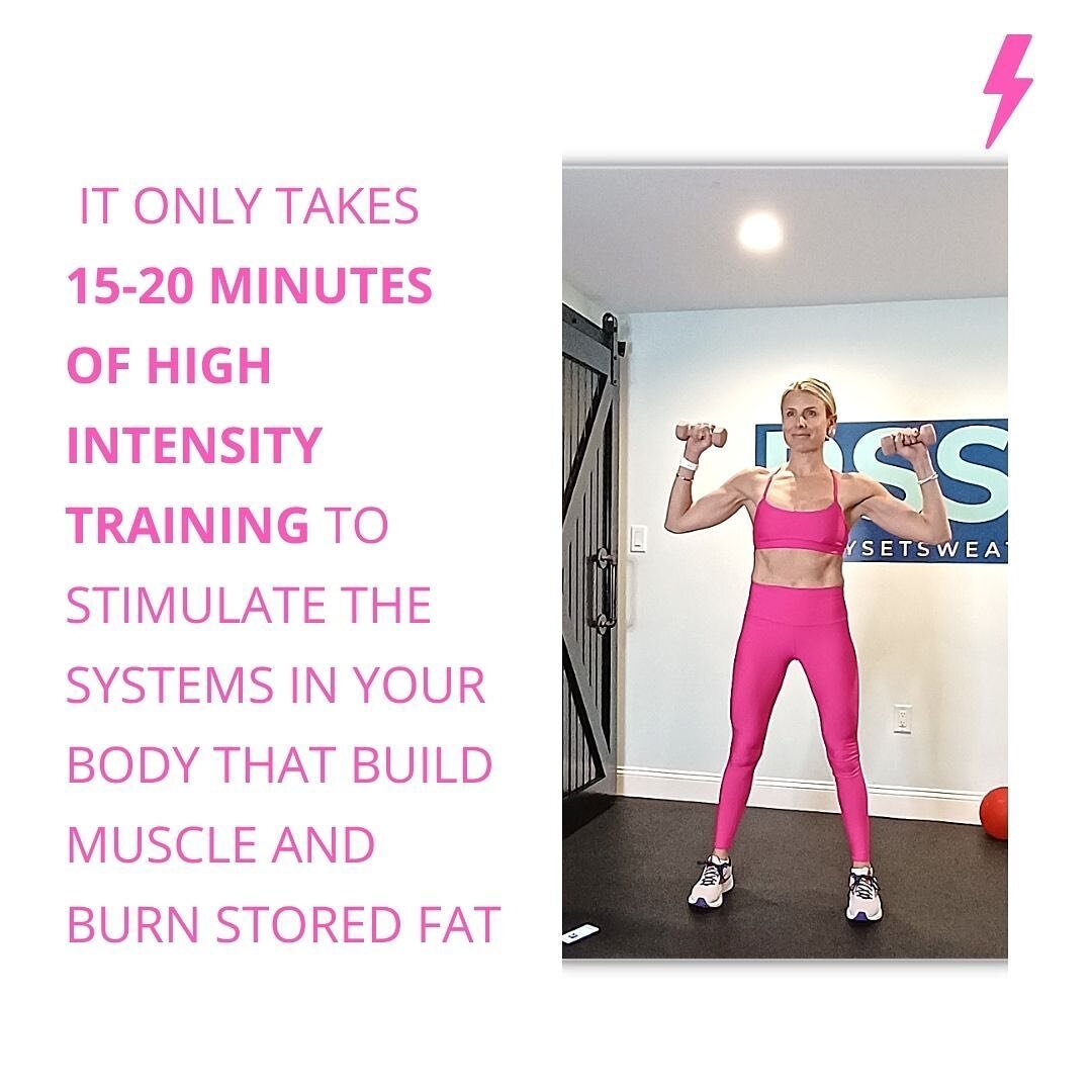 FACT: It only takes 15-20 minutes of high intensity training to stimulate the systems in your body that build muscle and burn stored fat (they are the anabolic and metabolic systems if you're curious 🤓). ⁠
⁠
ONLY 15-20 MINUTES!! 👀⁠
⁠
🌟Replace 20 m