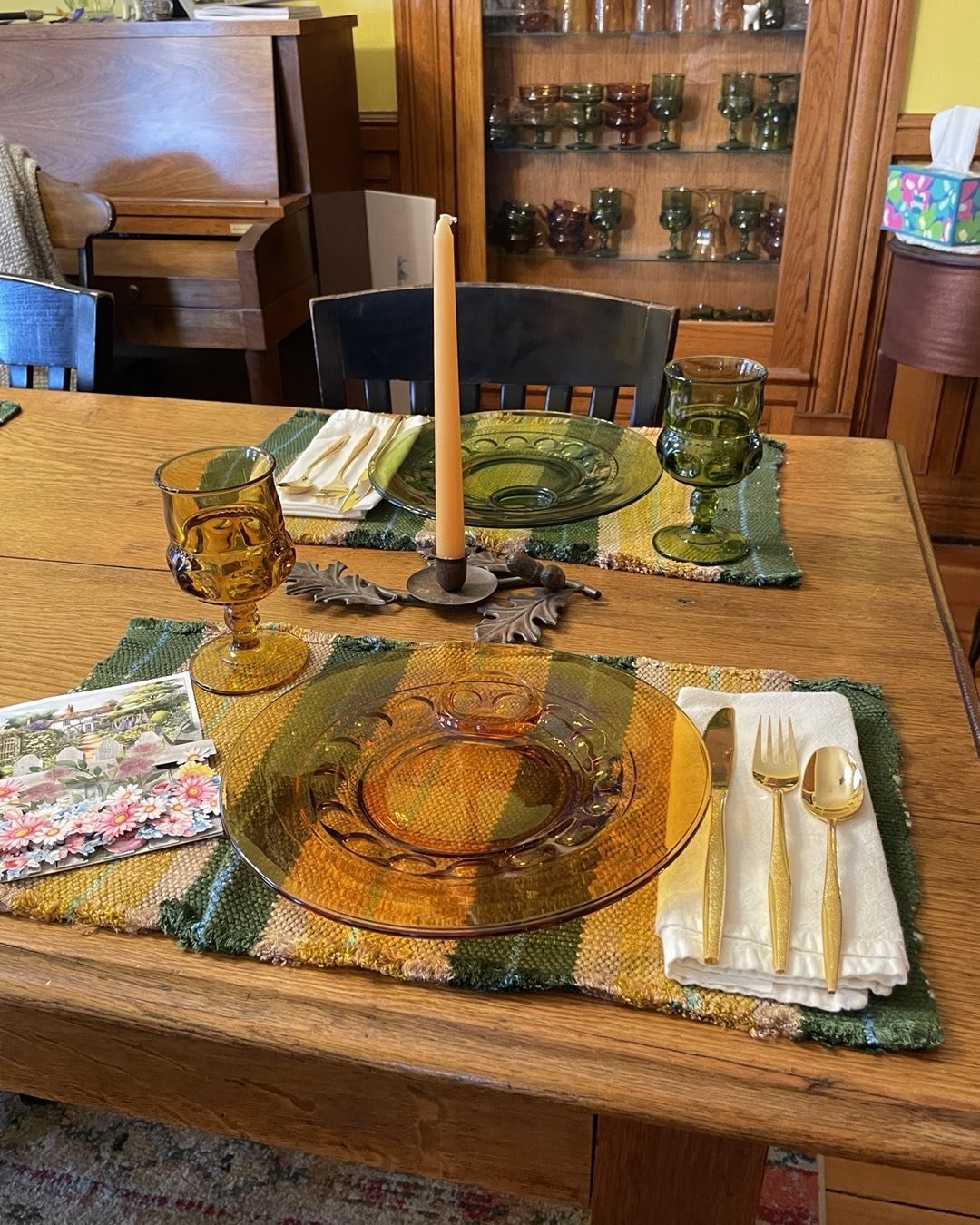 When you have a talented momma who weaves you placemats, you definitely set the table fancy!