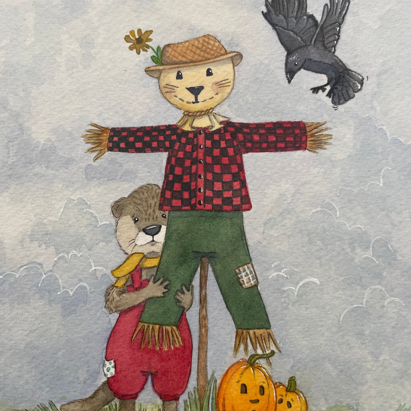 The next Fox Hollow Tales painting journey begins! The painting for the cover of book two, Pearl &amp; the Harvest Scare is finished, the title page is coming along, all the sketches are done! One foot in front of the other.

#ampainting #FoxHollowTa