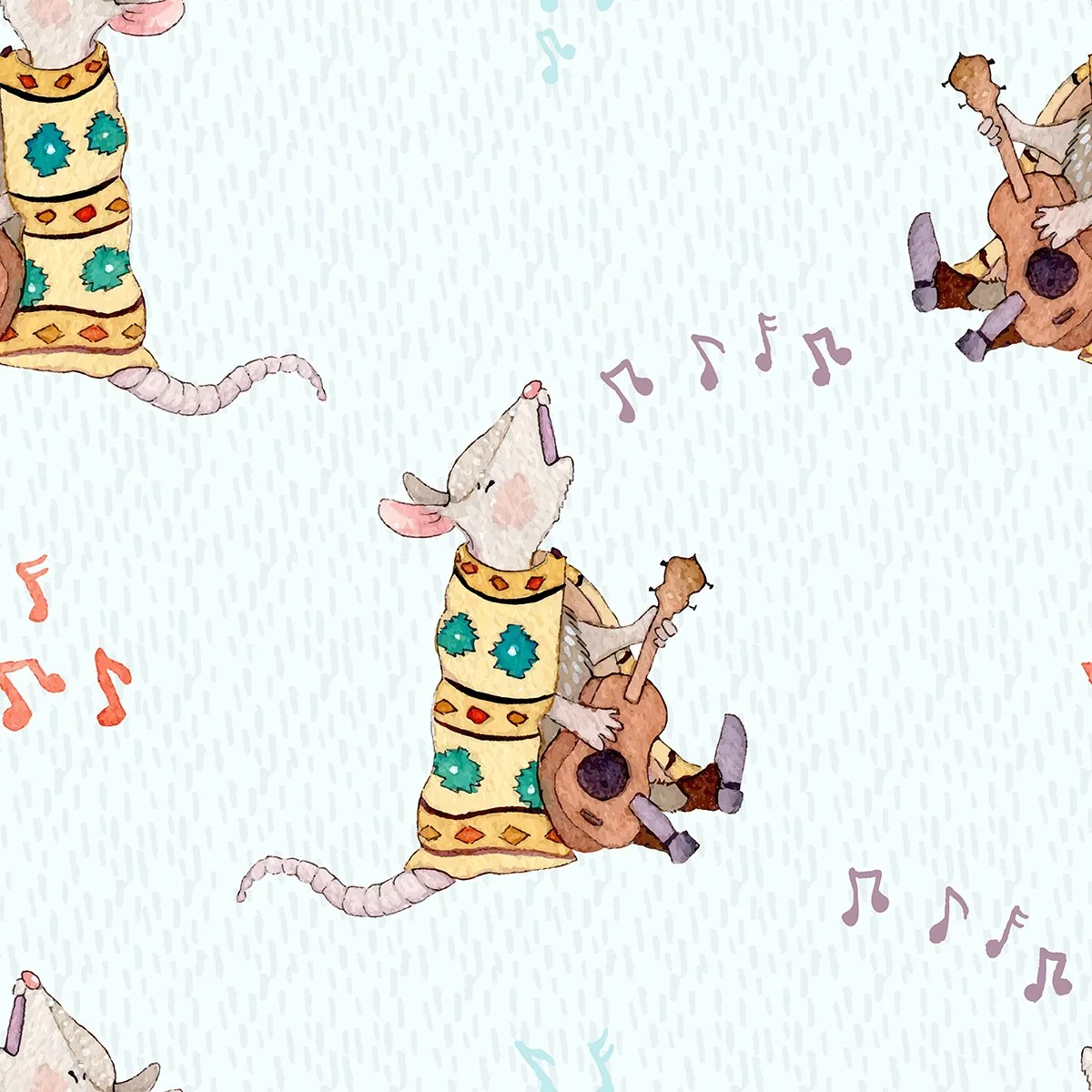 Cute Singing Armadillo Guitar Fabric -  100% Quilting Cotton  Preorder