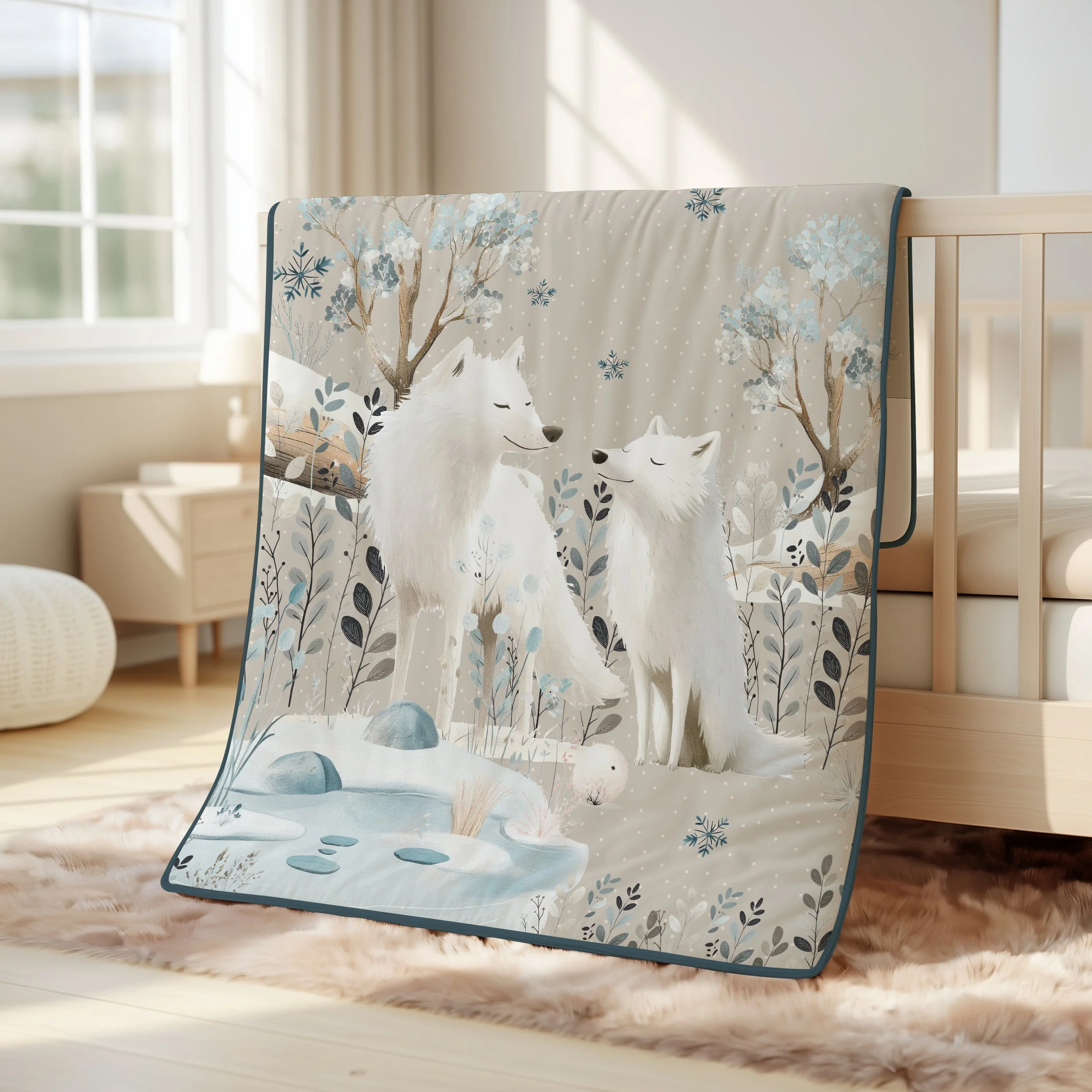 Winter Wolves Quilting Panel – Arctic Wolves Cotton Fabric Preorder