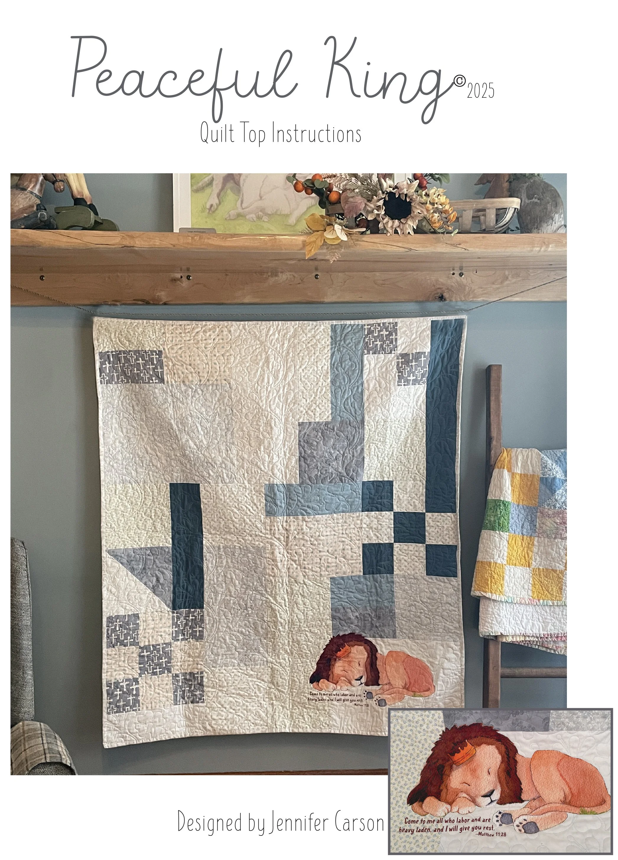 Peaceful King Quilt Top Sewing Pattern and Heat Transfer