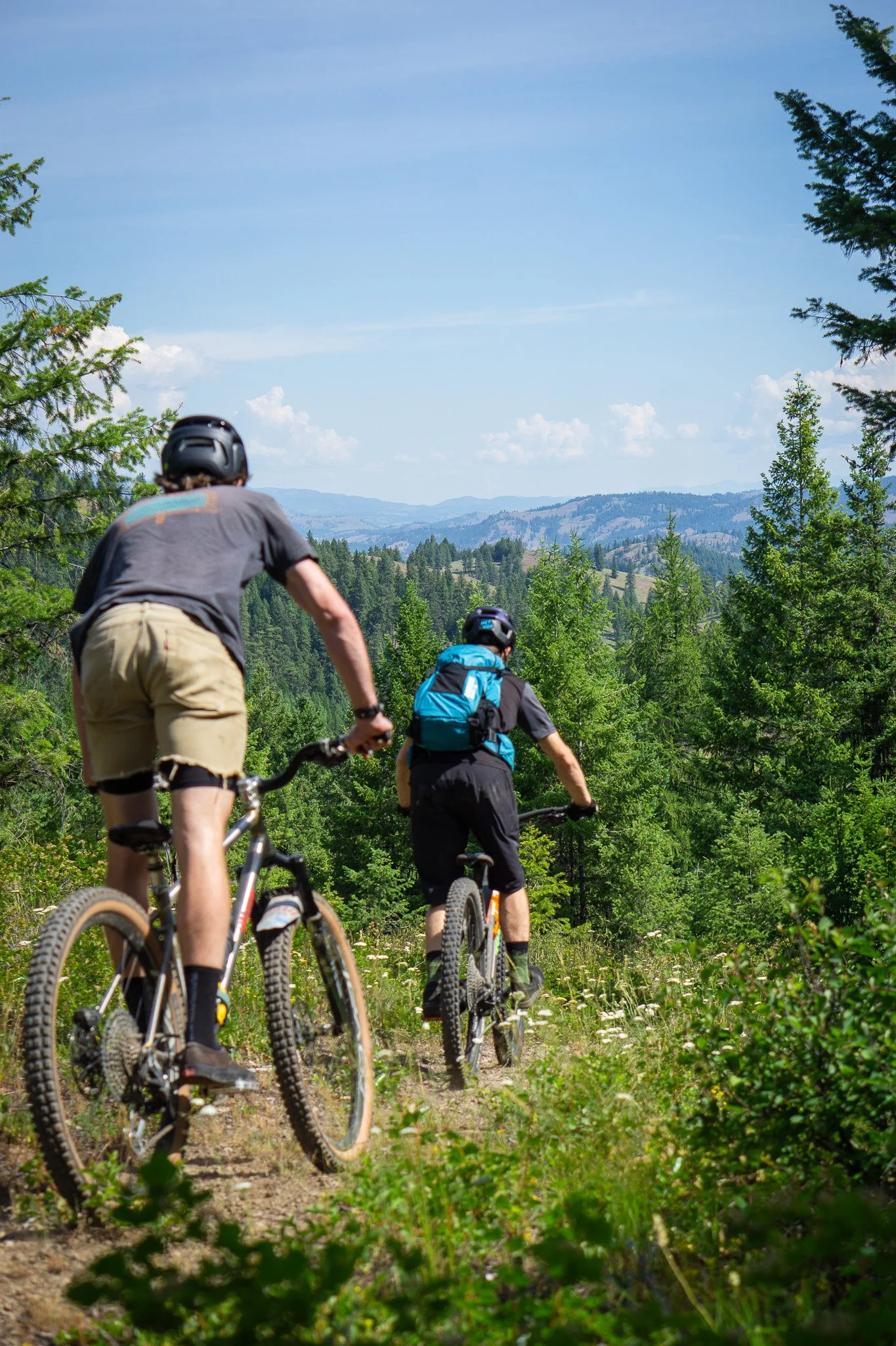 Mountain bikers on Gibraltar trail in Republic, WA