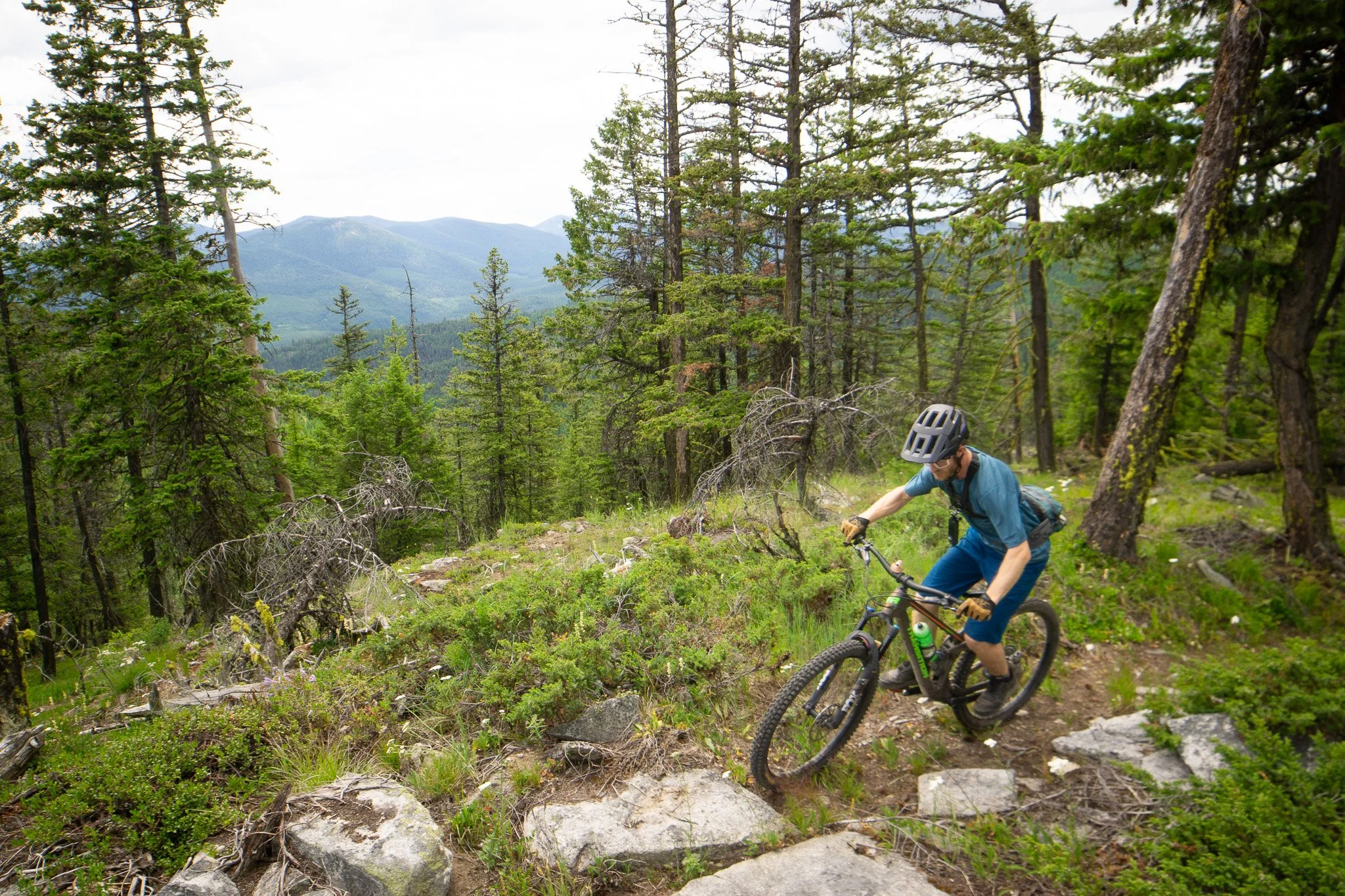 Mountain Biker on Taylor Ridge Trail on the Kettle Crest near Republic, WA