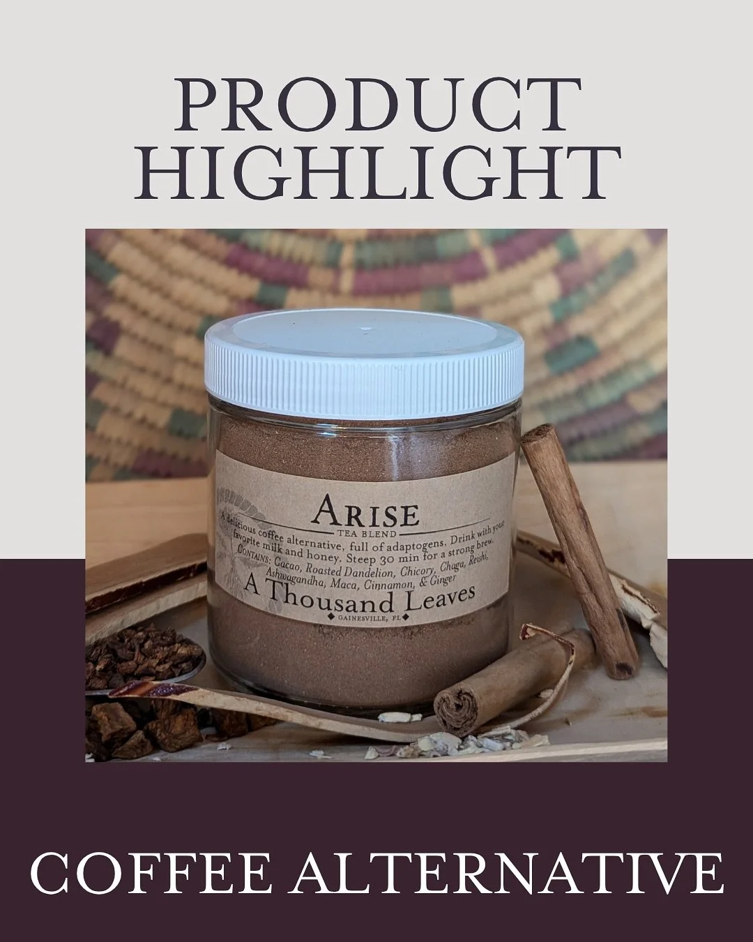 Arise with ease with our house made coffee alternative☀️
Listen, we aren&rsquo;t anti coffee over here, but sometimes people need a coffee alternative for health reasons or just want to take a break. This blend allows you to drink something that rese