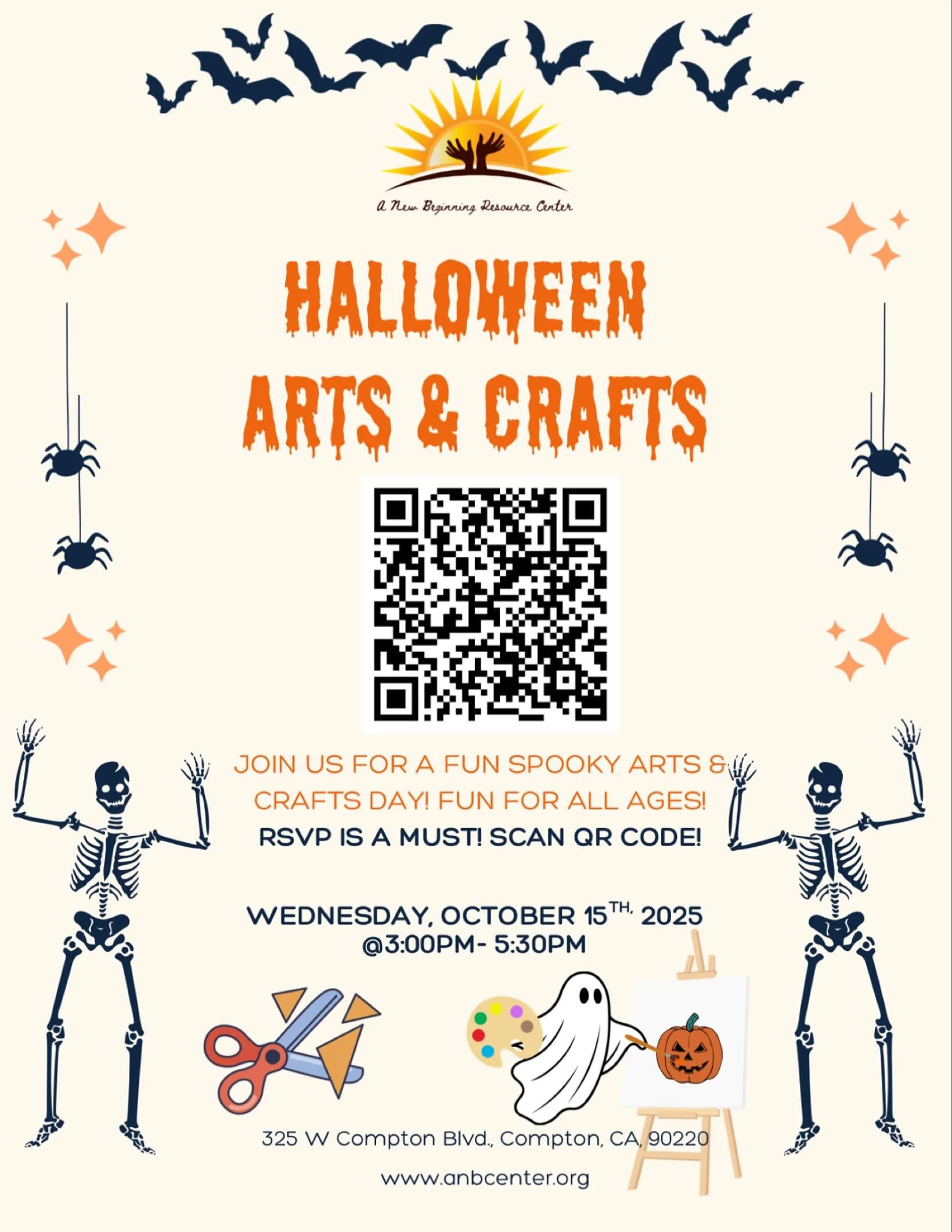 Halloween Arts &amp; Crafts 🎨🖌️🧛🏼&zwj;♀️🧟&zwj;♂️

October 15, 2025 👻 ✨

Don&rsquo;t forget to RSVP! Link in our bio 🔗 
Have any questions or concerns? Give us a call at (310)438-1785 ☎️ 
📍 325 W Compton Blvd., Compton, CA, 90220 

Come join s