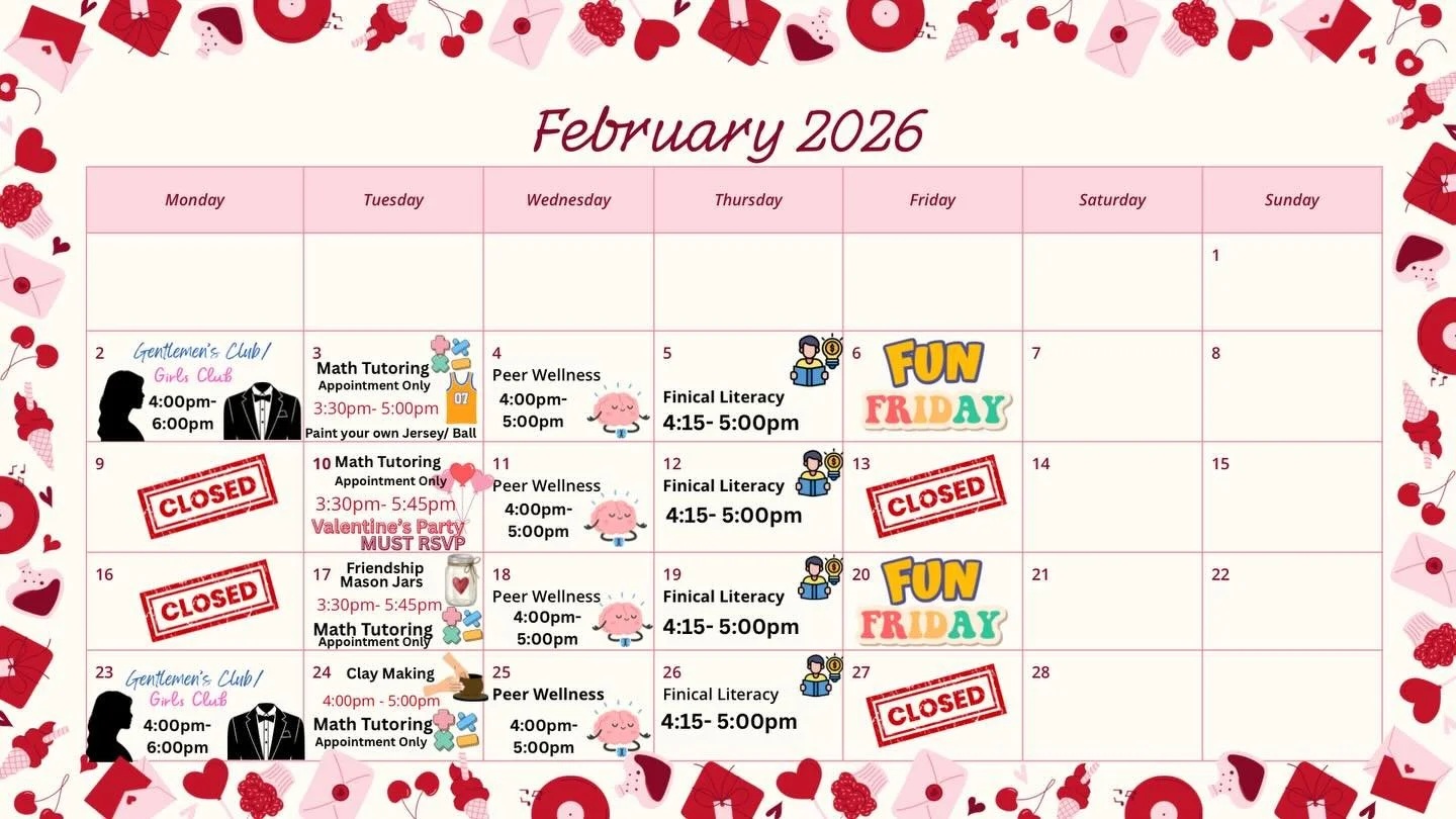 Our FebruaryCalendar is here! We would LOVE for you guys to join us! 💕

Don&rsquo;t forget to RSVP if needed the link is in our bio 🔗 

Have any questions or concerns? Give us a call at (310) 438-1785 ☎️ 

📍 325 W COMPTON BLVD., COMPTON, CA, 90220