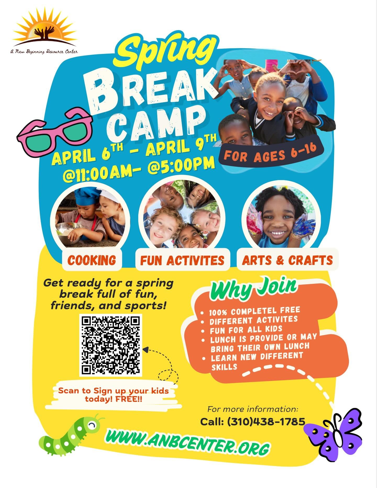Spring Break Camp is Back! 
April 6th- April 9th
@11:00am - @5:00pm

Free lunch is provided for all kids or they may bring their own lunch! 

Registration is open! Please make sure to sign up for all kids! 
Link is located in our bio 🔗

Have questio