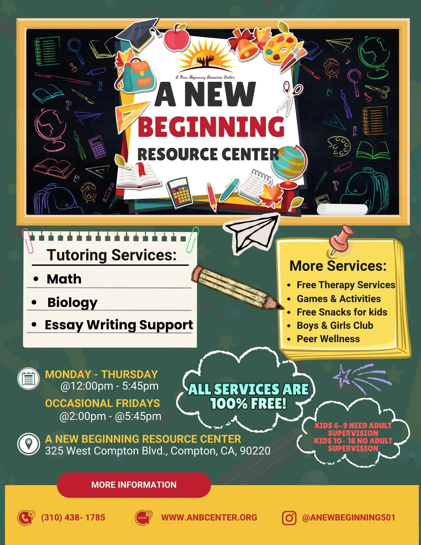 OUR NEW FLYER ✨ 
Go ahead and send it to your friends, family, acquaintances, anybody and everybody ✨
A New Beginning is here to service anyone. We are for our community! You don&rsquo;t need to live in Compton in order to receive services! 🫶🏿🫶🏾?
