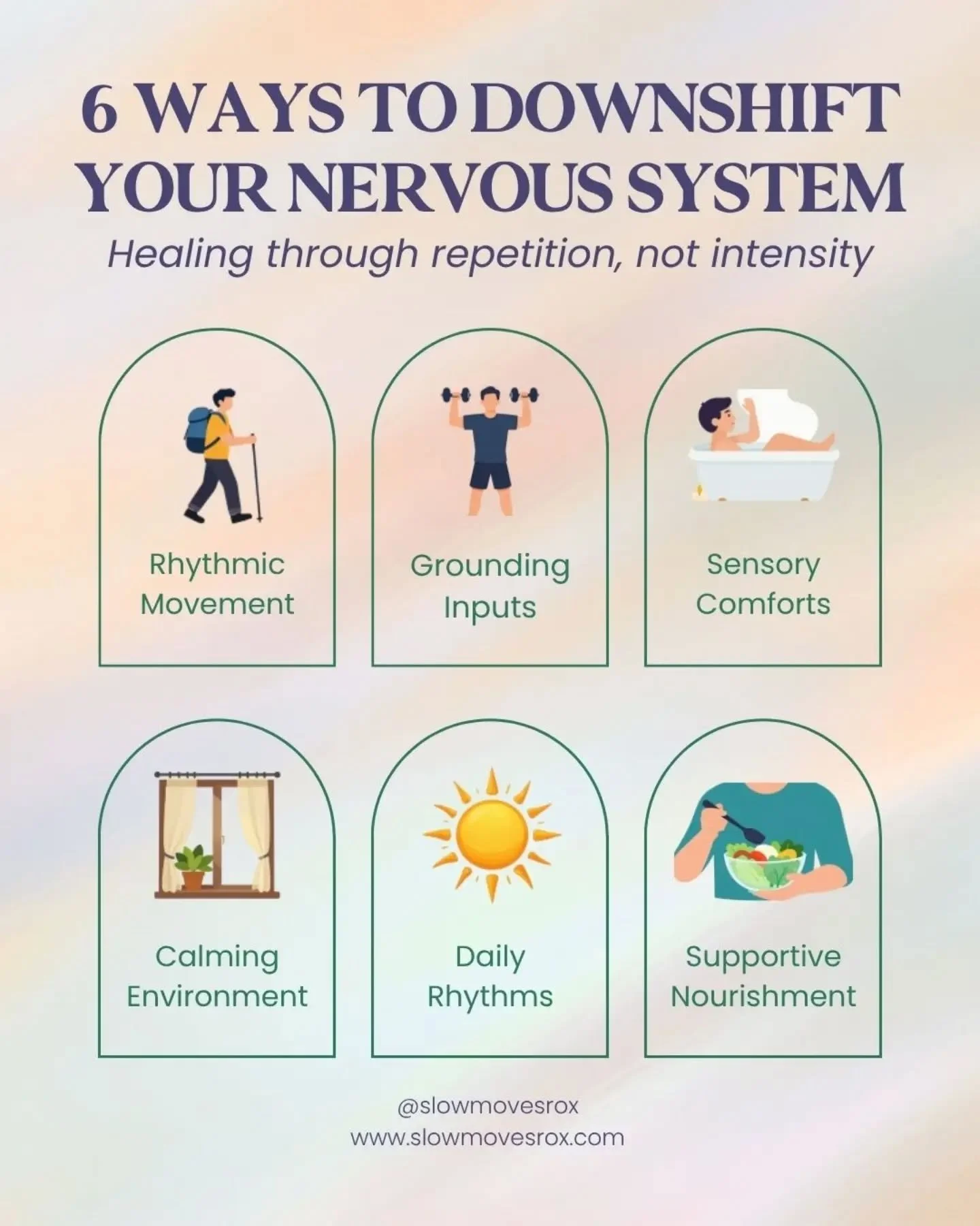 🧘&zwj;♀️ Lately I&rsquo;ve been learning a lot about nervous system healing, and it doesn't come from intensity, optimization, or forcing ourselves to &ldquo;fix&rdquo; everything all at once.

🔸It starts with smaller things and rhythms. Sensory su